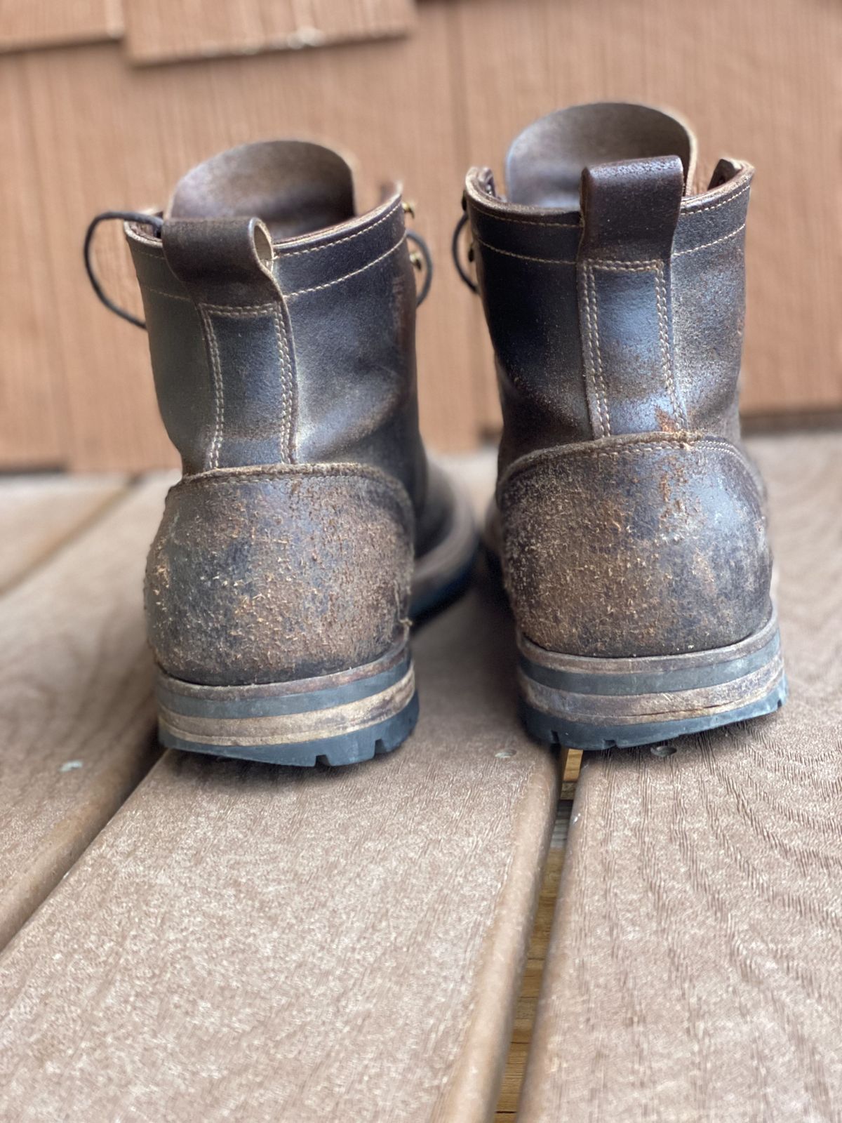 Photo by patinathunderdome on April 5, 2022 of the Truman Service Boot in Horween Java Waxed Flesh.