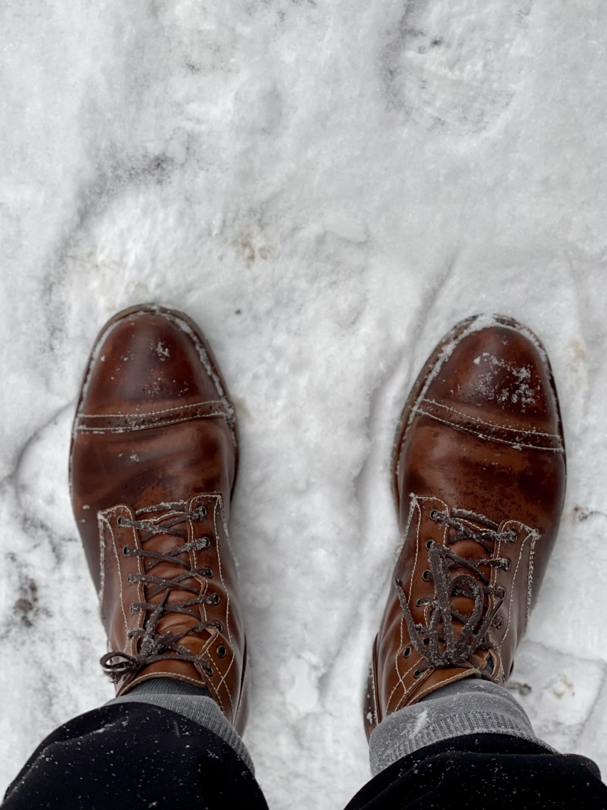 Photo by patinathunderdome on January 5, 2022 of the Aitta Handmade Brogue Cap Toe Service Boot in Conceria Walpier Whisky Buttero.