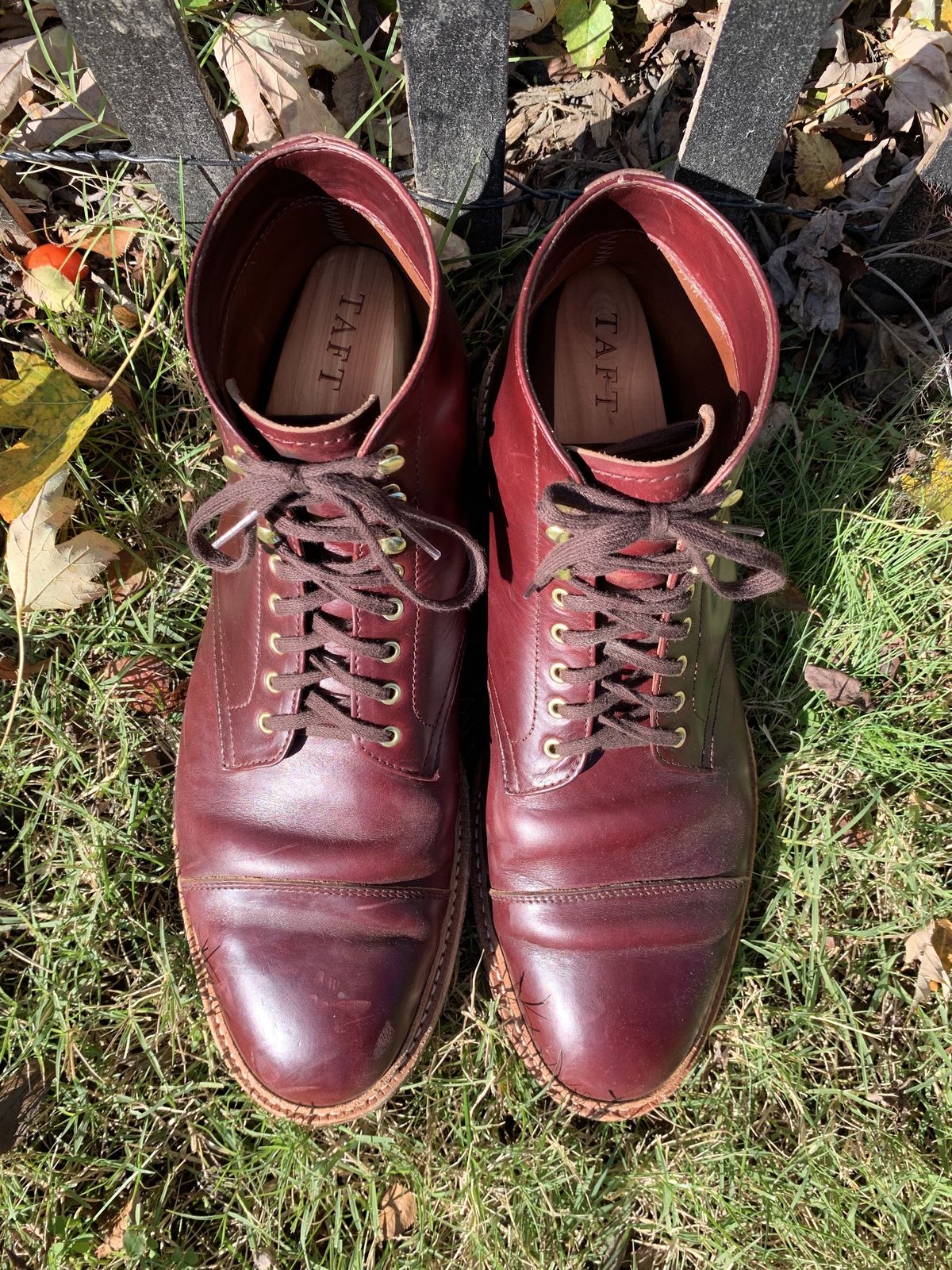 Photo by patinathunderdome on November 6, 2021 of the Oak Street Bootmakers Lakeshore Boot in Horween Color 8 Chromexcel.