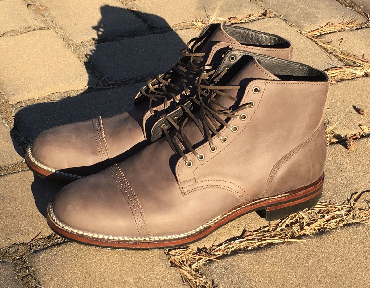Photo by patinathunderdome on October 1, 2021 of the Viberg Service Boot in Maryam 1071 Port Vitello Calf.