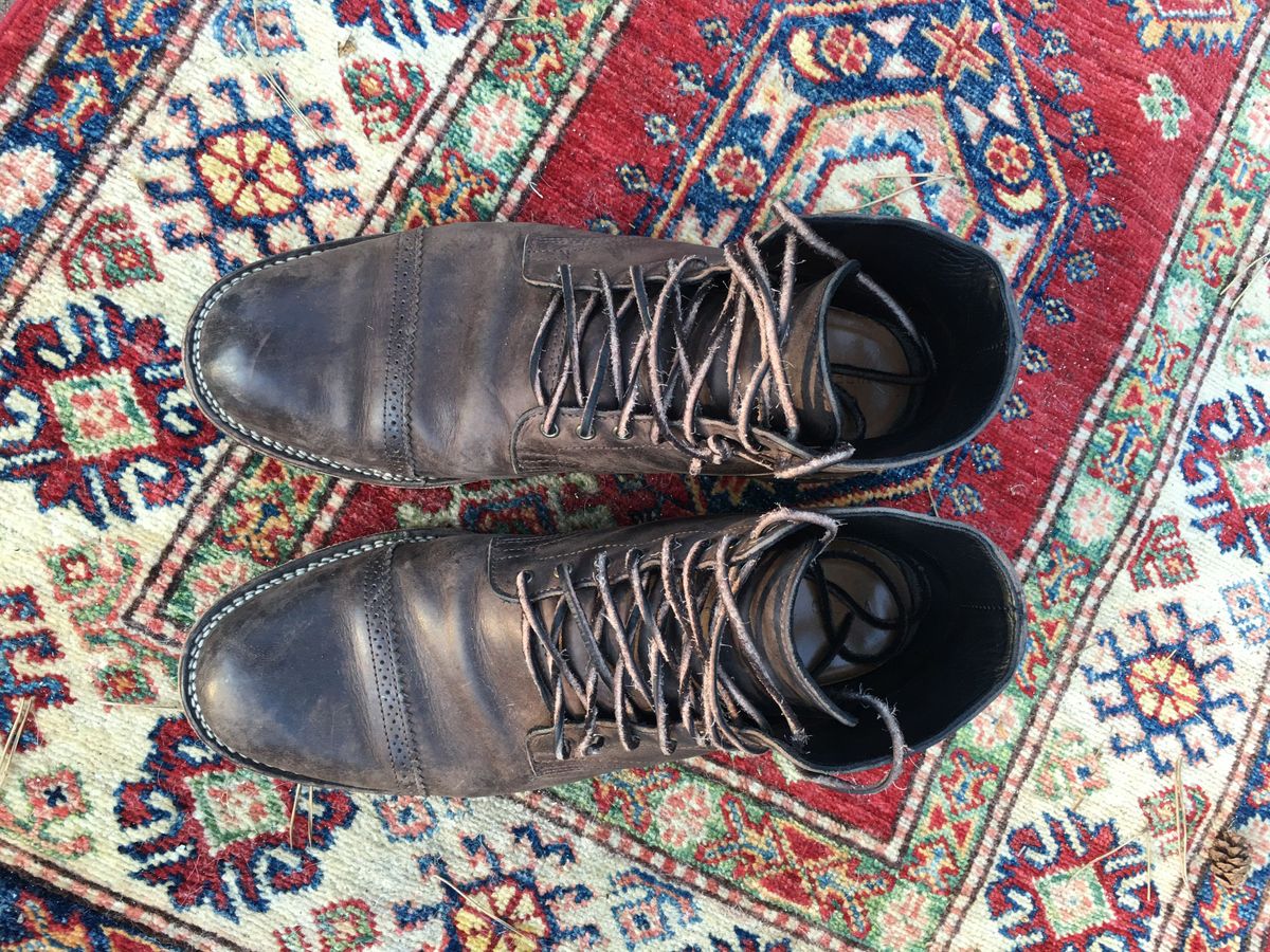 Photo by patinathunderdome on December 6, 2021 of the Viberg Service Boot in Maryam 1071 Port Vitello Calf.
