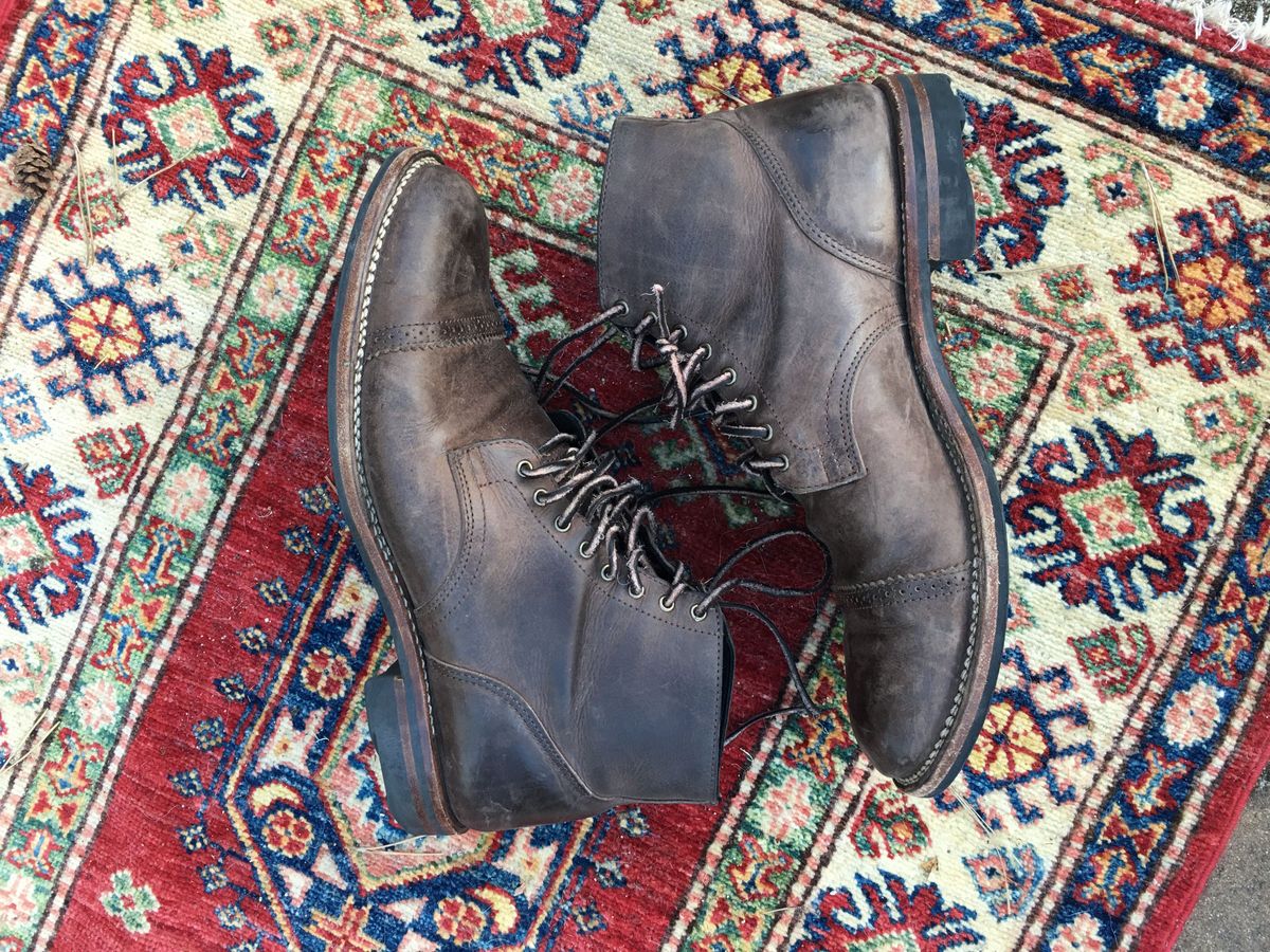 Photo by patinathunderdome on December 6, 2021 of the Viberg Service Boot in Maryam 1071 Port Vitello Calf.