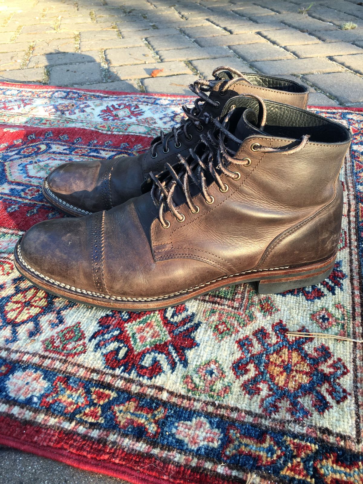 Photo by patinathunderdome on December 6, 2021 of the Viberg Service Boot in Maryam 1071 Port Vitello Calf.