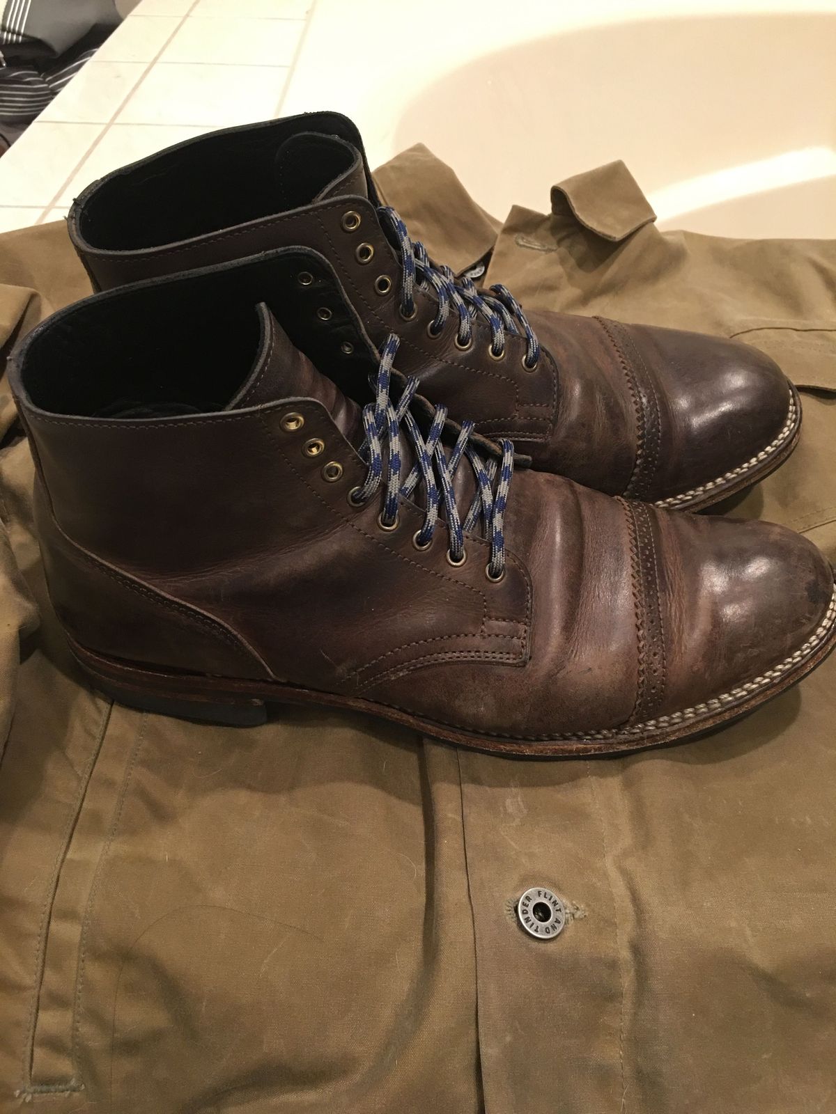 Photo by patinathunderdome on March 6, 2022 of the Viberg Service Boot in Maryam 1071 Port Vitello Calf.