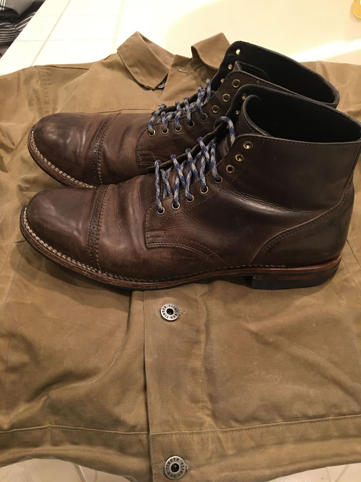 Photo by patinathunderdome on March 6, 2022 of the Viberg Service Boot in Maryam 1071 Port Vitello Calf.