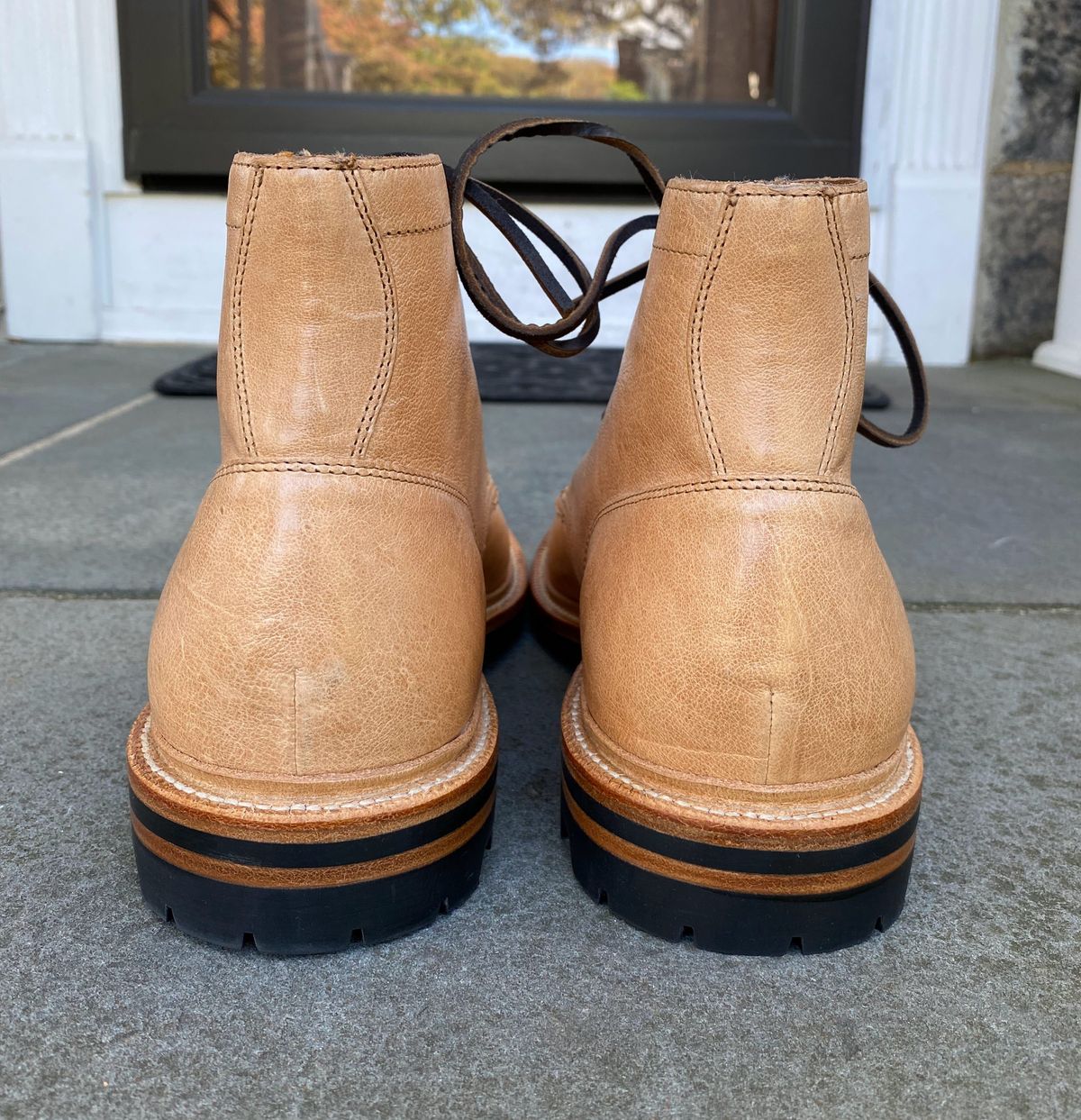 Photo by patinathunderdome on November 5, 2021 of the Grant Stone Ottawa Boot in Incas Natural Kangaroo.