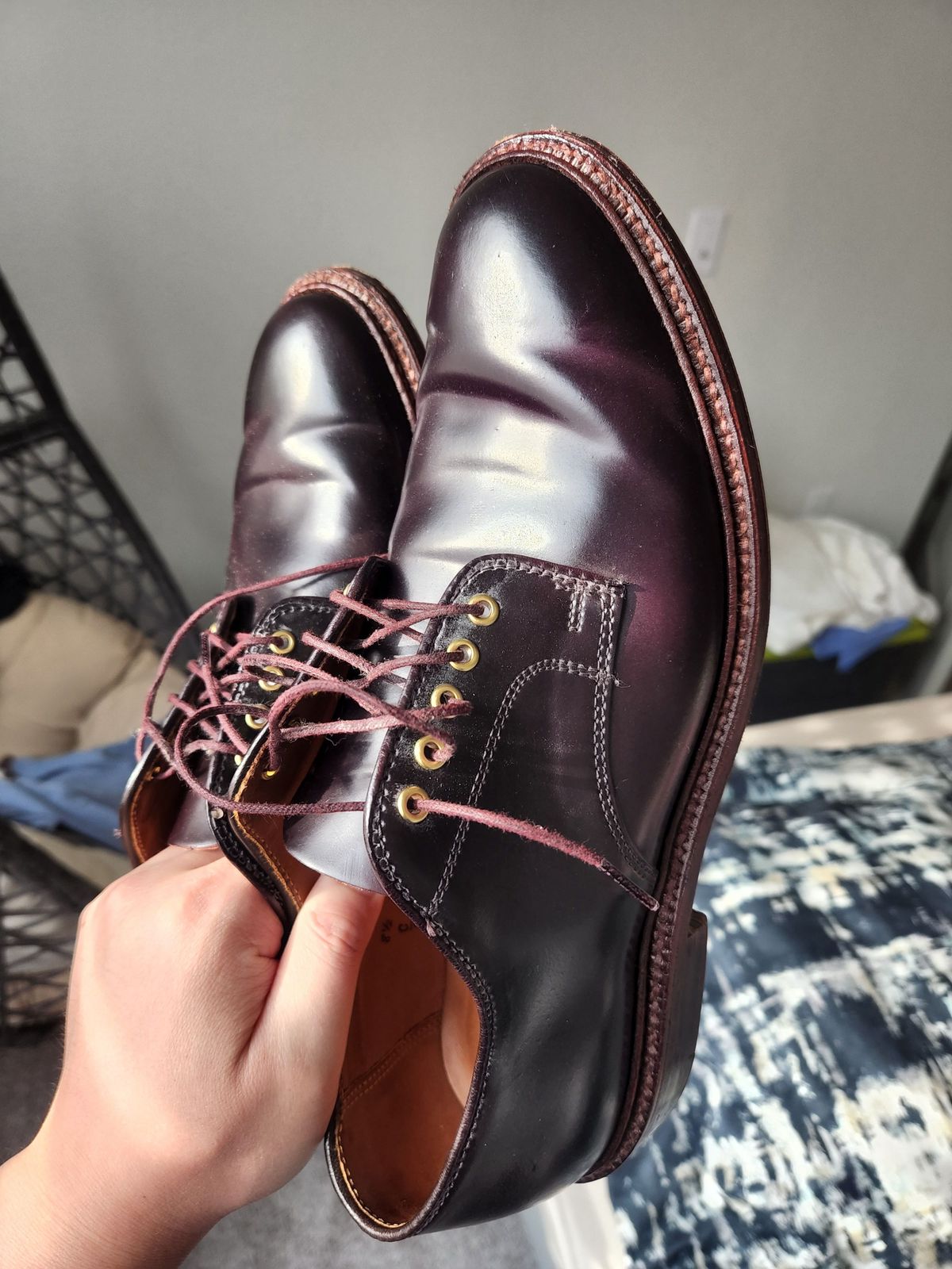 Photo by patinathunderdome on May 2, 2022 of the Alden Dover in Horween Color 8 Shell Cordovan.