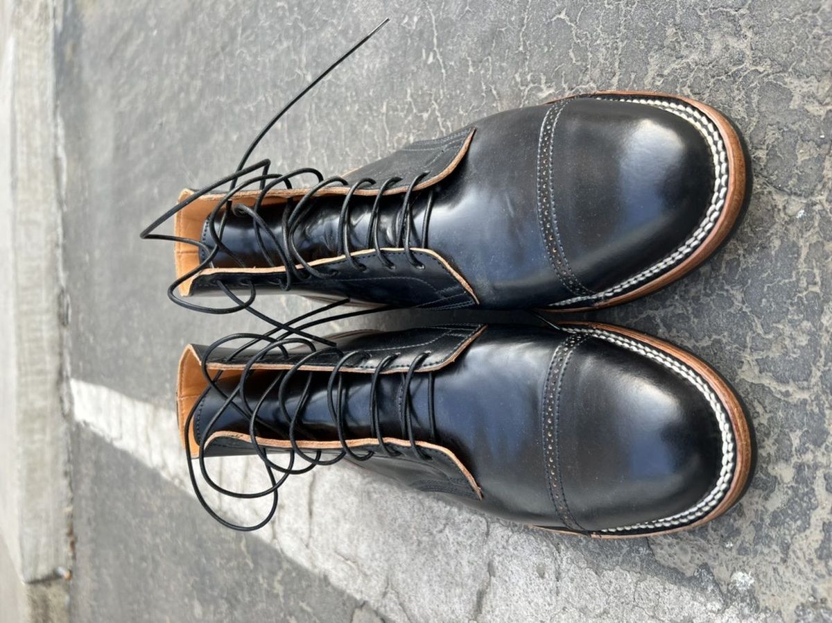 Photo by patinathunderdome on October 2, 2021 of the Viberg Service Boot in Horween Black Shell Cordovan.