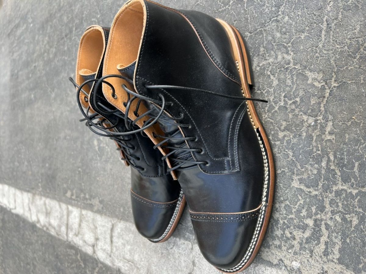 Photo by patinathunderdome on October 2, 2021 of the Viberg Service Boot in Horween Black Shell Cordovan.