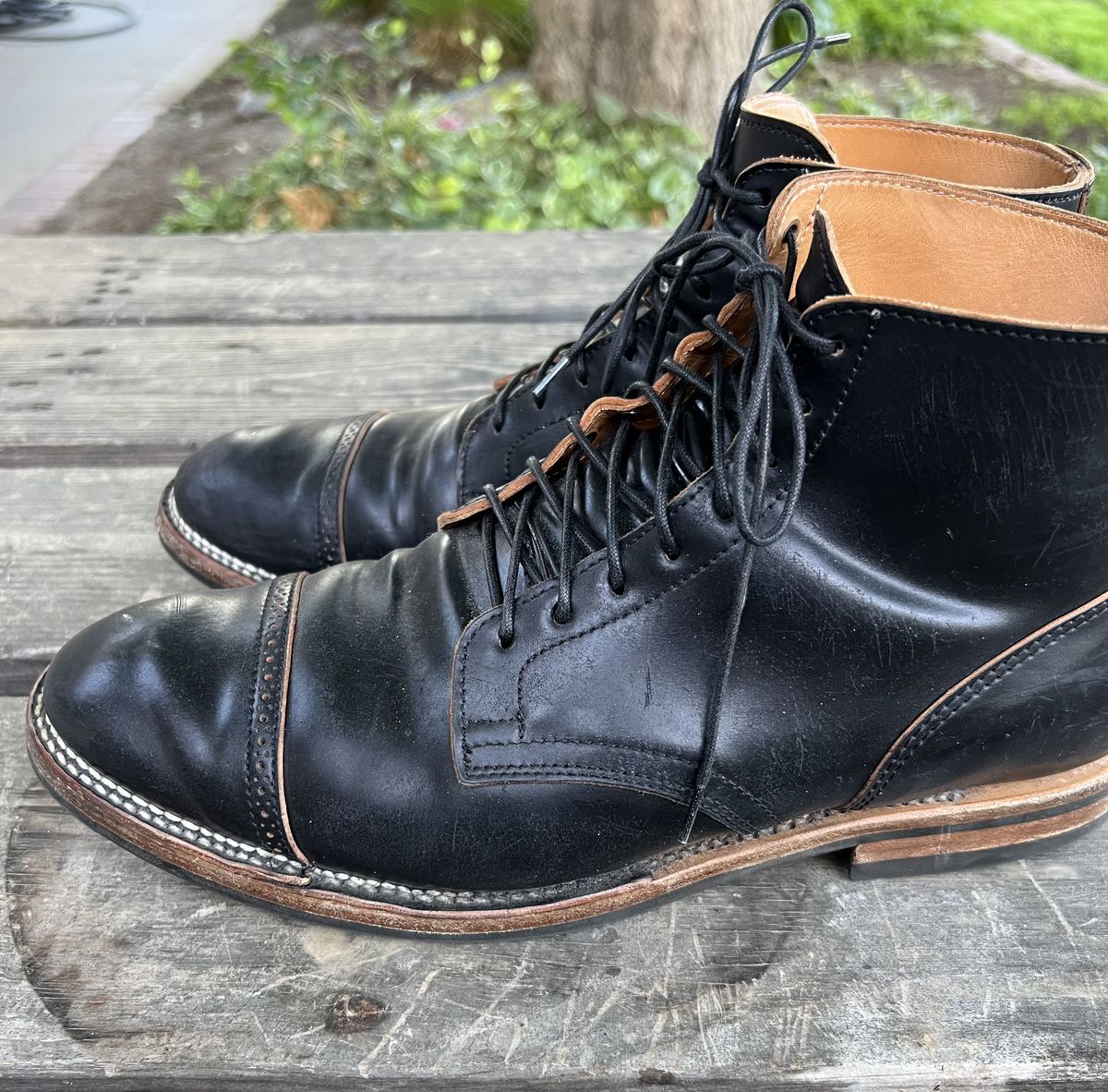 Photo by patinathunderdome on November 2, 2021 of the Viberg Service Boot in Horween Black Shell Cordovan.