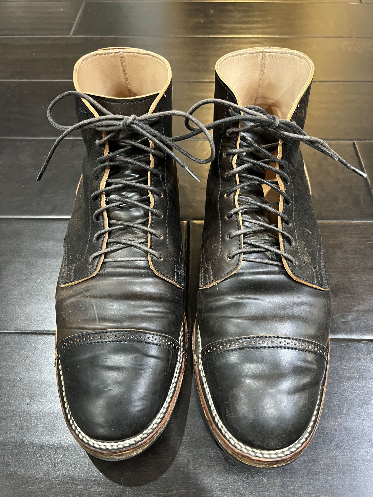 Photo by patinathunderdome on December 5, 2021 of the Viberg Service Boot in Horween Black Shell Cordovan.