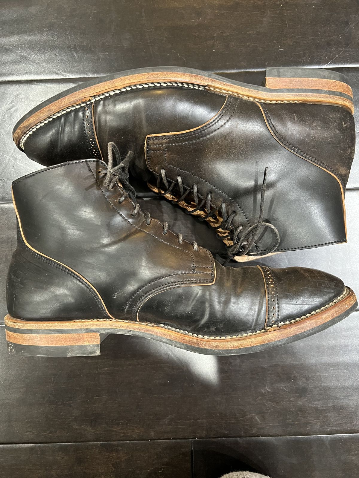 Photo by patinathunderdome on December 5, 2021 of the Viberg Service Boot in Horween Black Shell Cordovan.