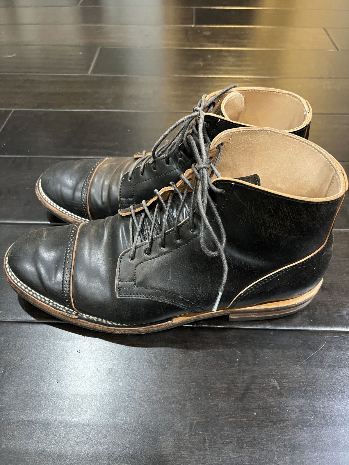 Photo by patinathunderdome on December 5, 2021 of the Viberg Service Boot in Horween Black Shell Cordovan.