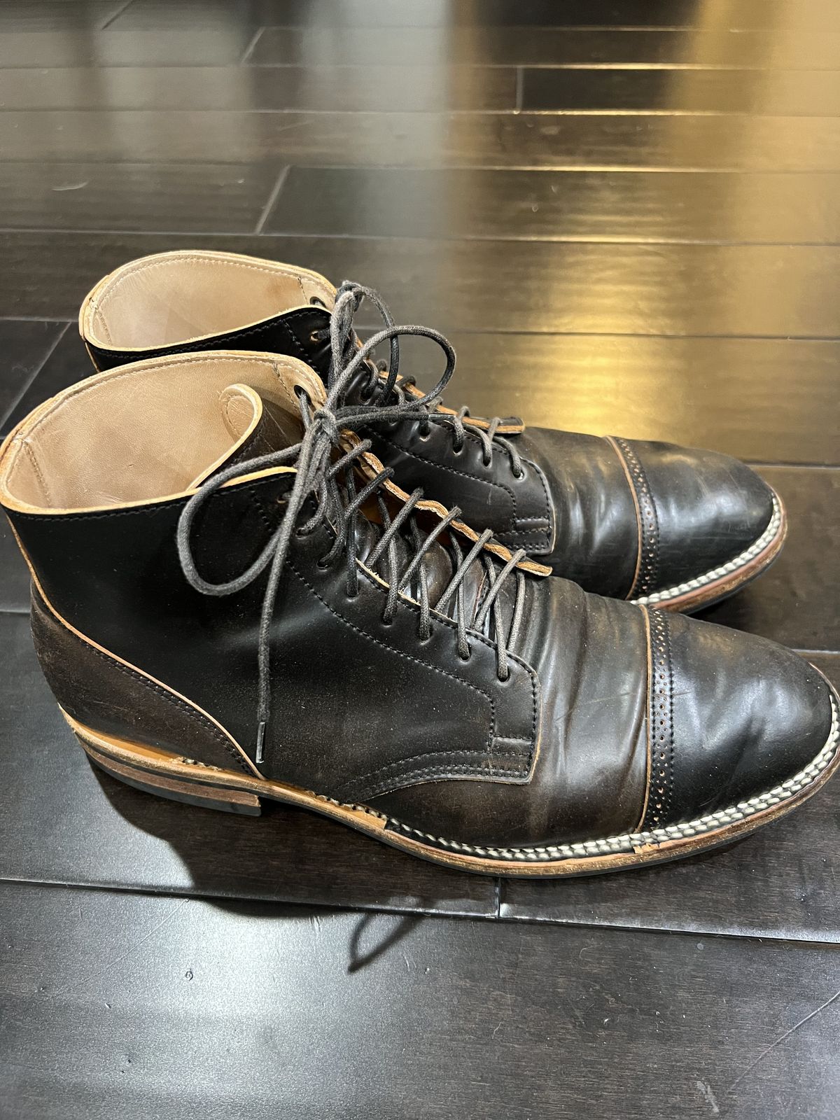 Photo by patinathunderdome on December 5, 2021 of the Viberg Service Boot in Horween Black Shell Cordovan.