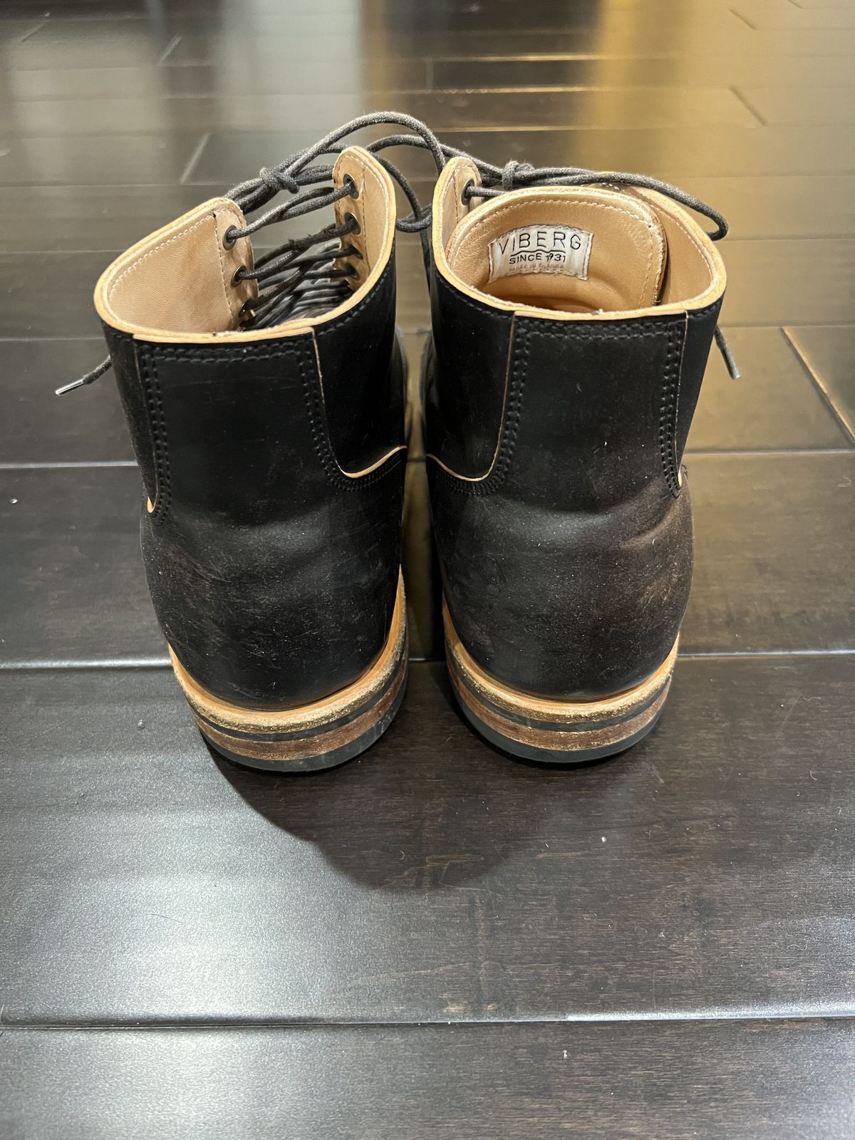 Photo by patinathunderdome on December 5, 2021 of the Viberg Service Boot in Horween Black Shell Cordovan.