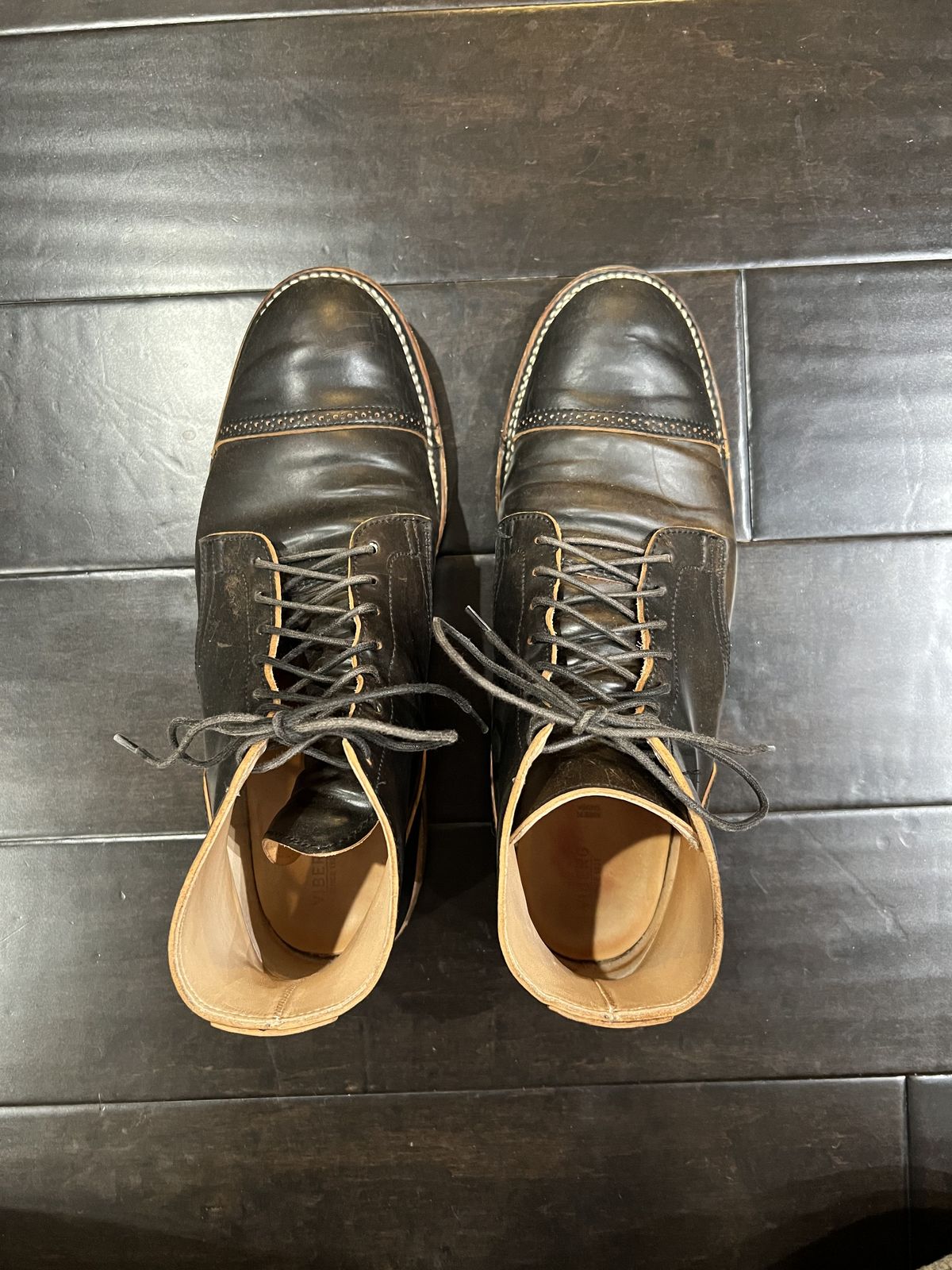 Photo by patinathunderdome on December 5, 2021 of the Viberg Service Boot in Horween Black Shell Cordovan.