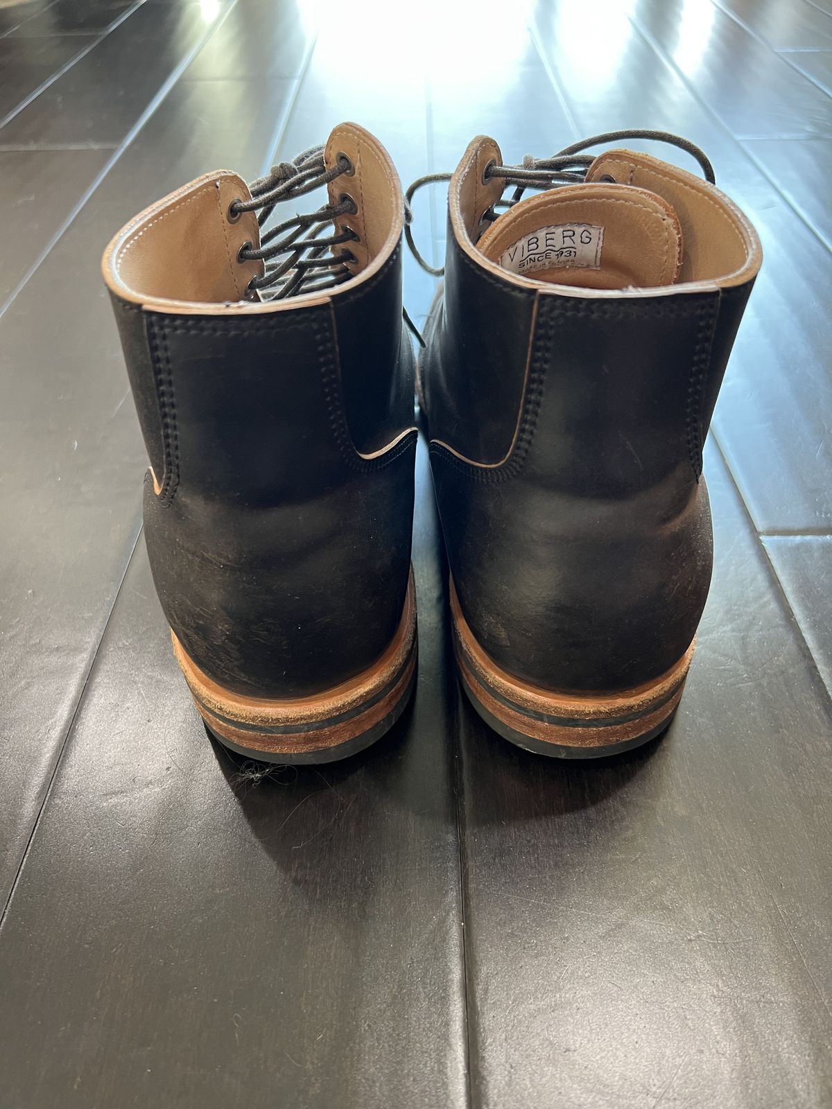 Photo by patinathunderdome on January 4, 2022 of the Viberg Service Boot in Horween Black Shell Cordovan.