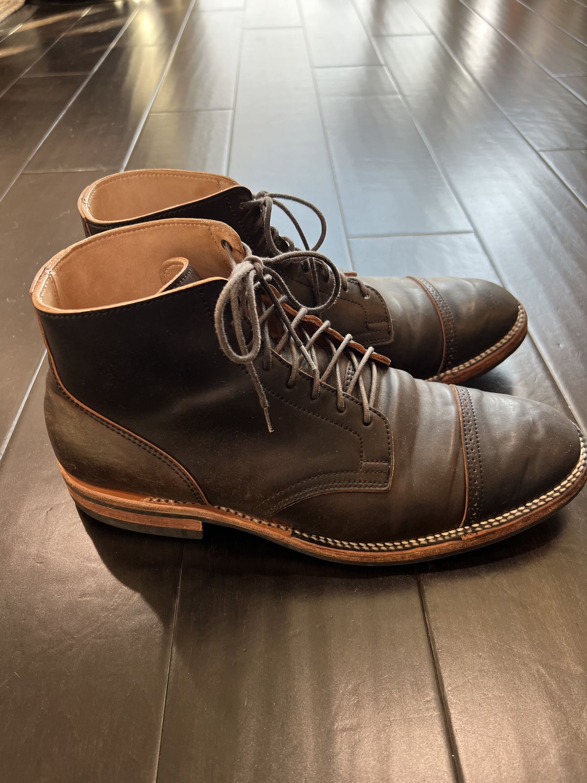 Photo by patinathunderdome on January 4, 2022 of the Viberg Service Boot in Horween Black Shell Cordovan.