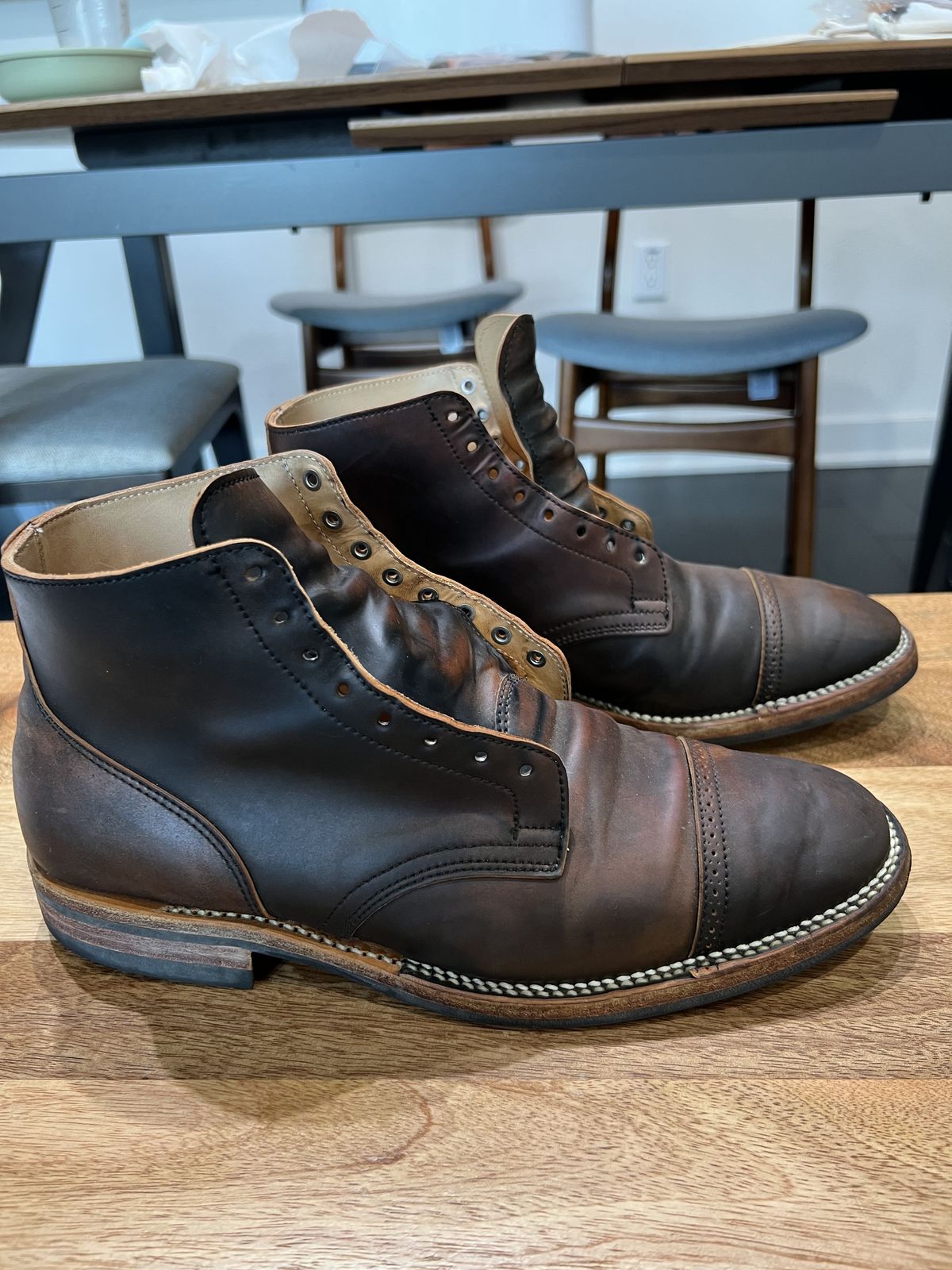 Photo by patinathunderdome on April 4, 2022 of the Viberg Service Boot in Horween Black Shell Cordovan.