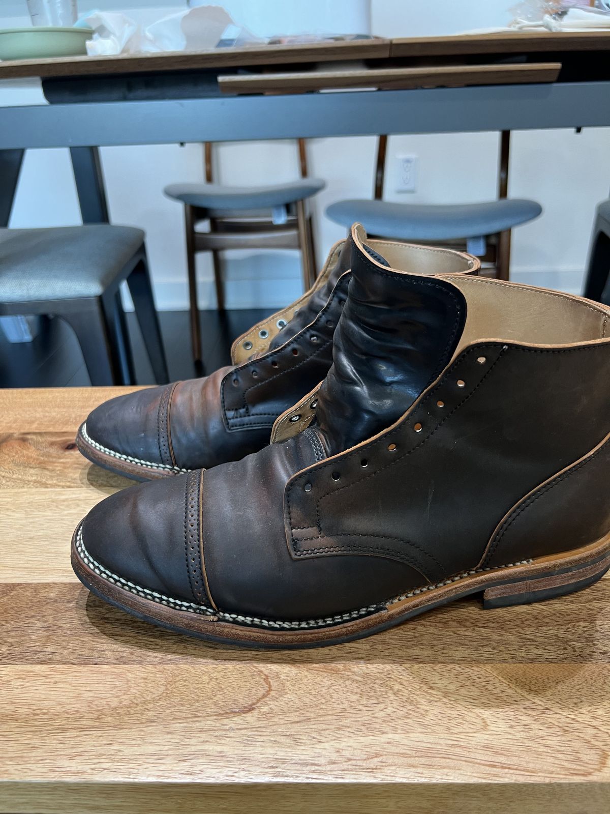 Photo by patinathunderdome on April 4, 2022 of the Viberg Service Boot in Horween Black Shell Cordovan.