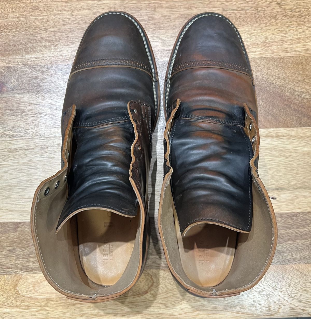 Photo by patinathunderdome on April 4, 2022 of the Viberg Service Boot in Horween Black Shell Cordovan.