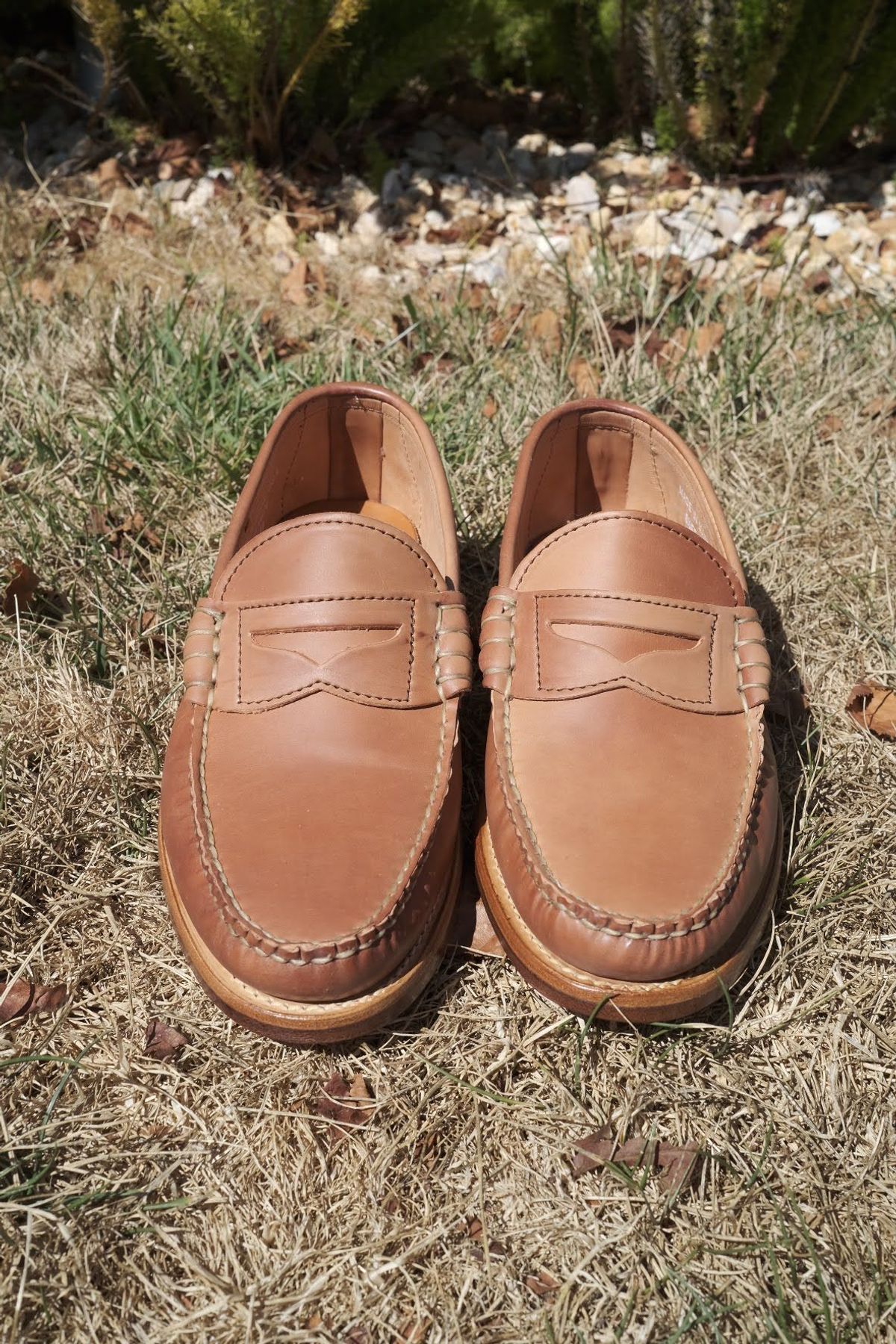 Photo by patinathunderdome on September 30, 2021 of the Rancourt & Co. Beefroll Penny Loafers in Horween Unglazed Natural Shell Cordovan.