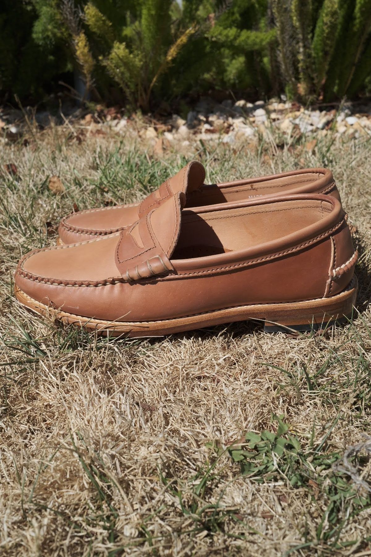 Photo by patinathunderdome on September 30, 2021 of the Rancourt & Co. Beefroll Penny Loafers in Horween Unglazed Natural Shell Cordovan.