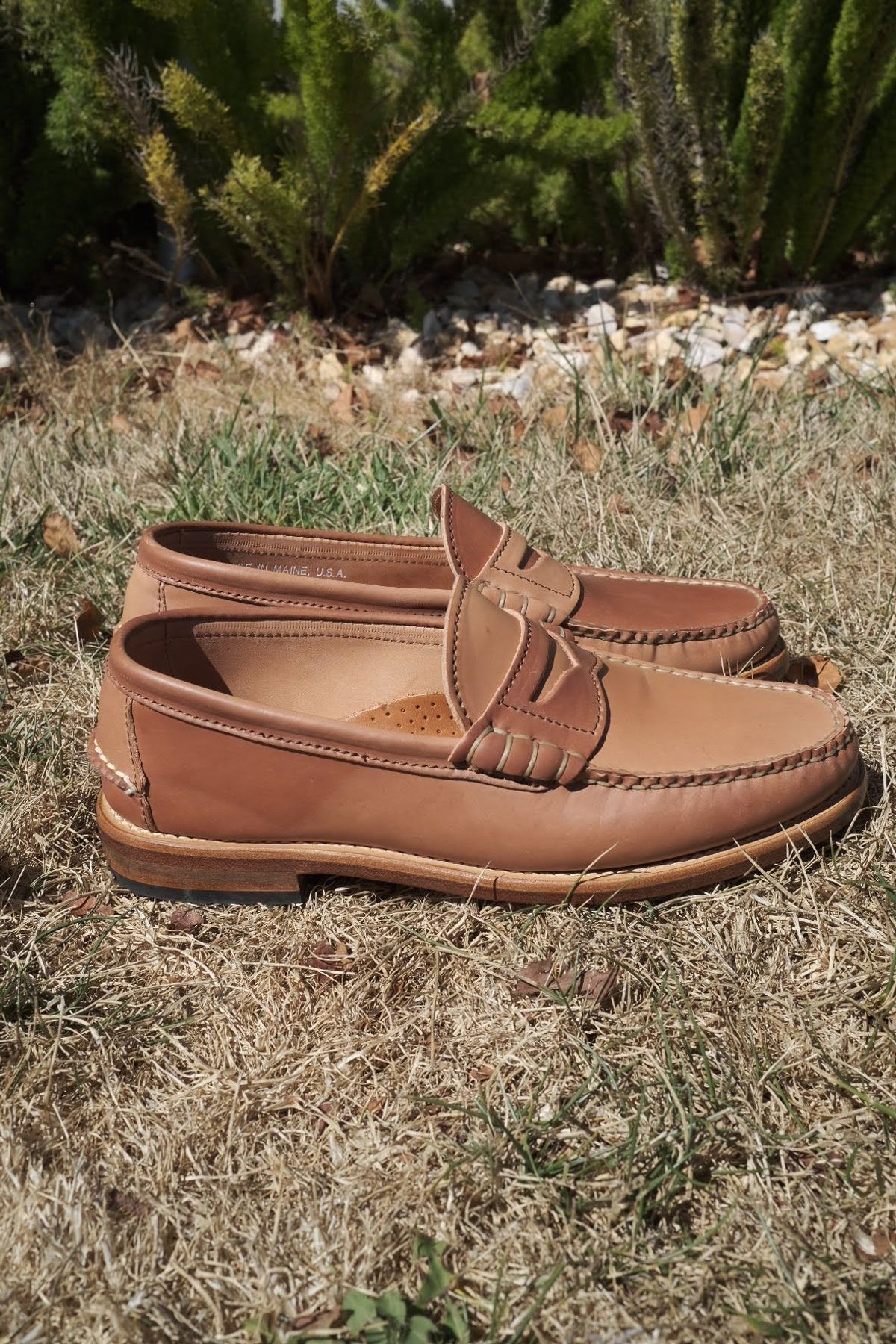 Photo by patinathunderdome on September 30, 2021 of the Rancourt & Co. Beefroll Penny Loafers in Horween Unglazed Natural Shell Cordovan.