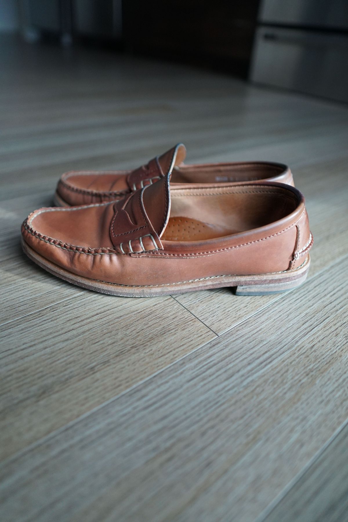 Photo by patinathunderdome on November 6, 2021 of the Rancourt & Co. Beefroll Penny Loafers in Horween Unglazed Natural Shell Cordovan.