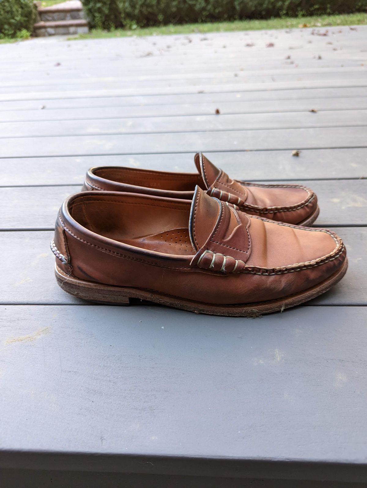 Photo by patinathunderdome on December 5, 2021 of the Rancourt & Co. Beefroll Penny Loafers in Horween Unglazed Natural Shell Cordovan.