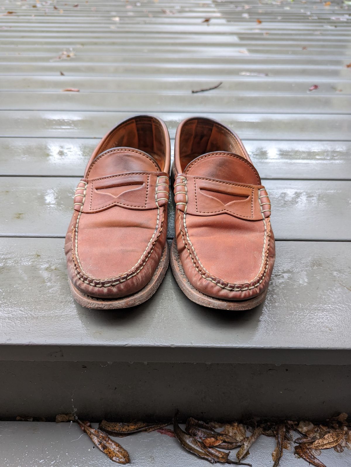 Photo by patinathunderdome on January 4, 2022 of the Rancourt & Co. Beefroll Penny Loafers in Horween Unglazed Natural Shell Cordovan.