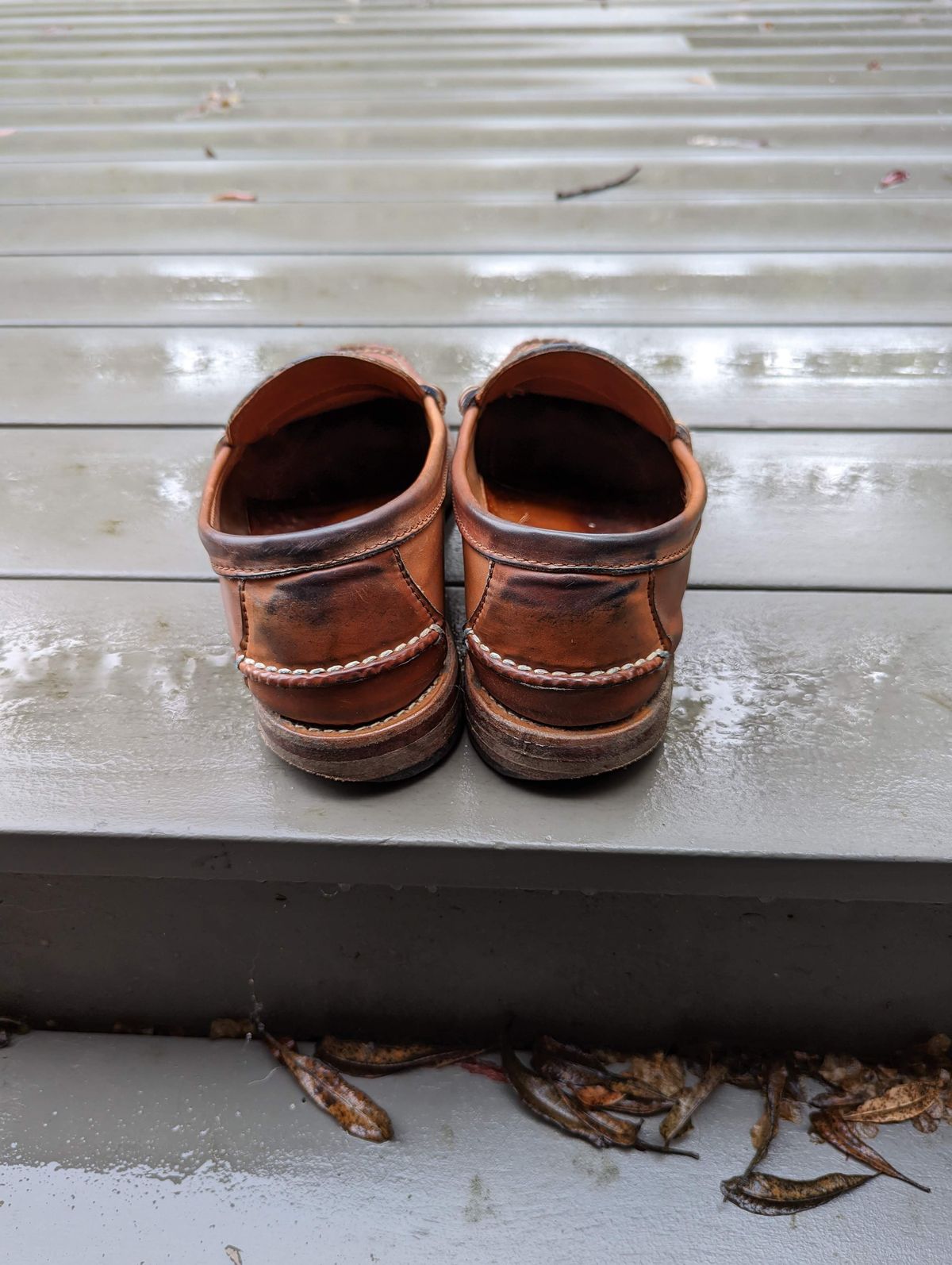 Photo by patinathunderdome on January 4, 2022 of the Rancourt & Co. Beefroll Penny Loafers in Horween Unglazed Natural Shell Cordovan.