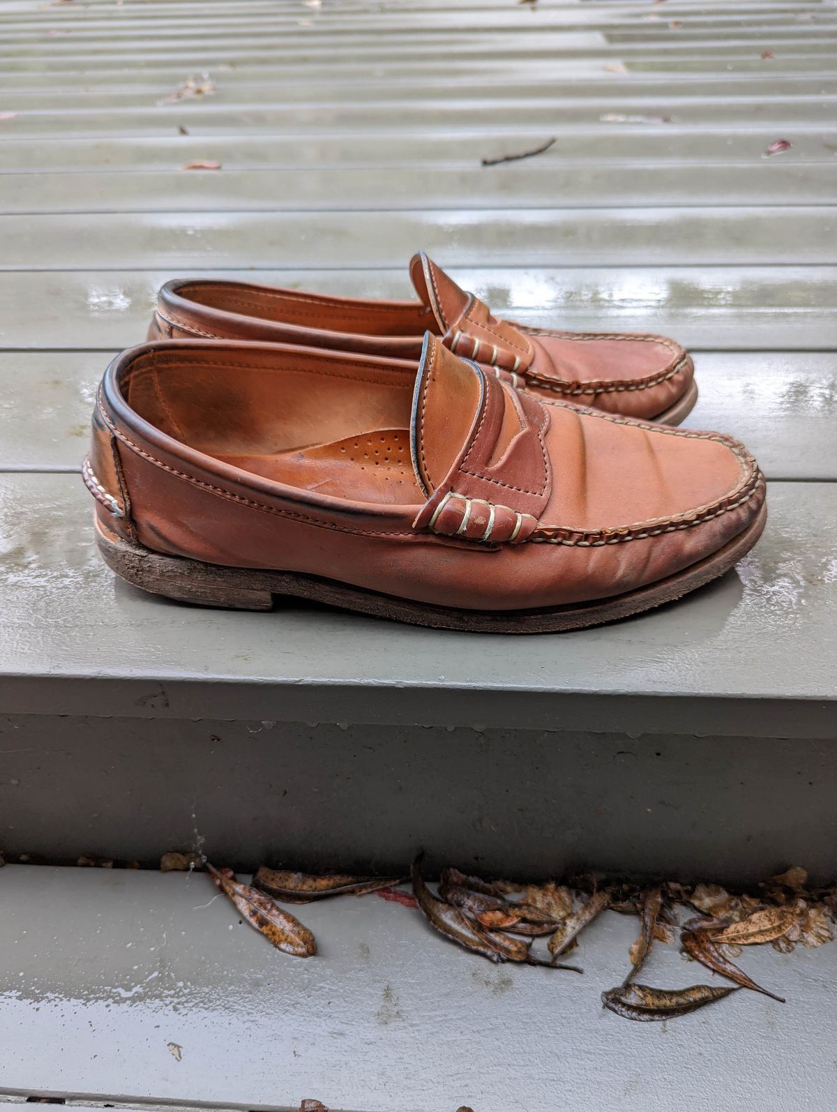 Photo by patinathunderdome on January 4, 2022 of the Rancourt & Co. Beefroll Penny Loafers in Horween Unglazed Natural Shell Cordovan.