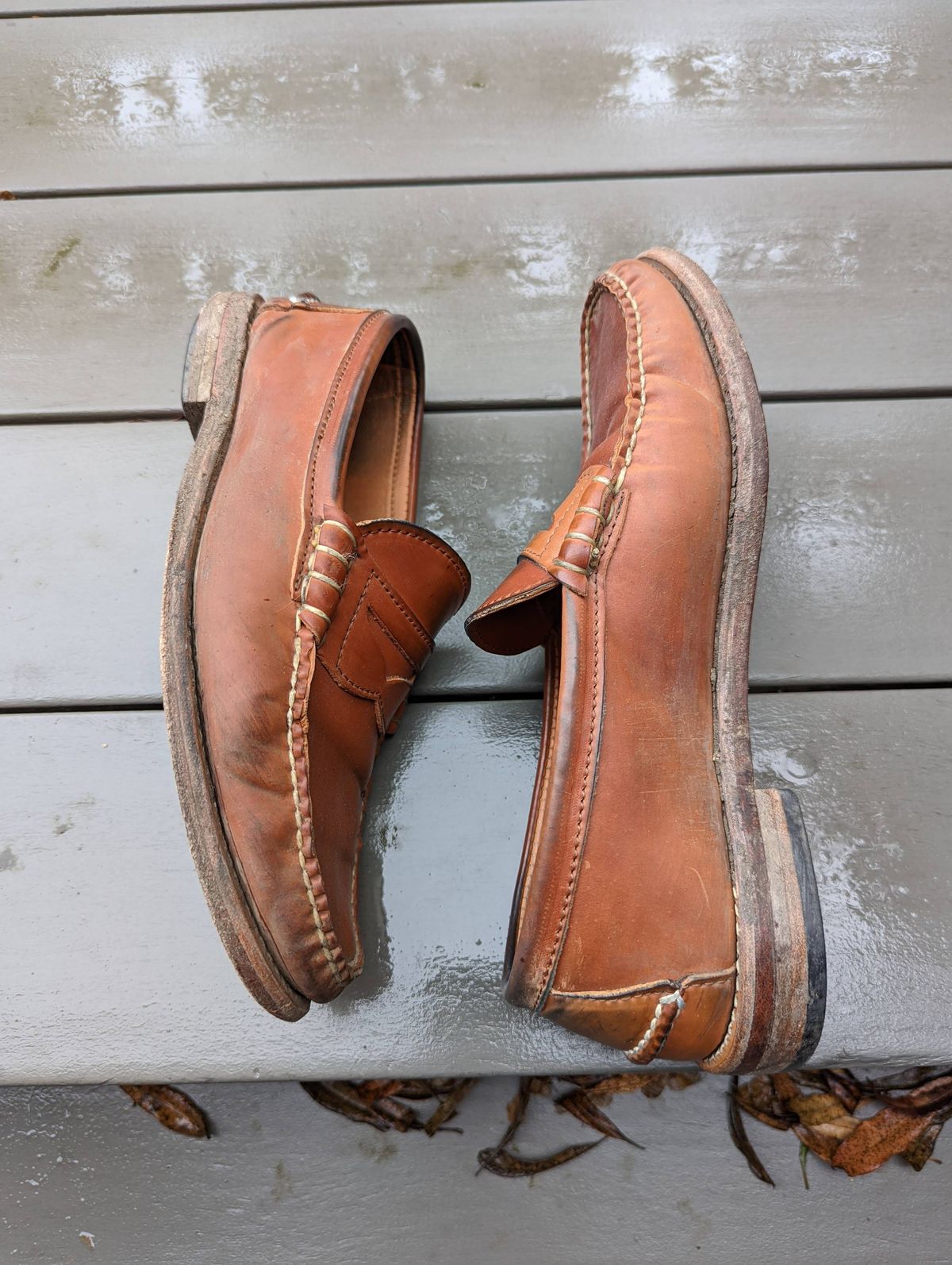 Photo by patinathunderdome on January 4, 2022 of the Rancourt & Co. Beefroll Penny Loafers in Horween Unglazed Natural Shell Cordovan.