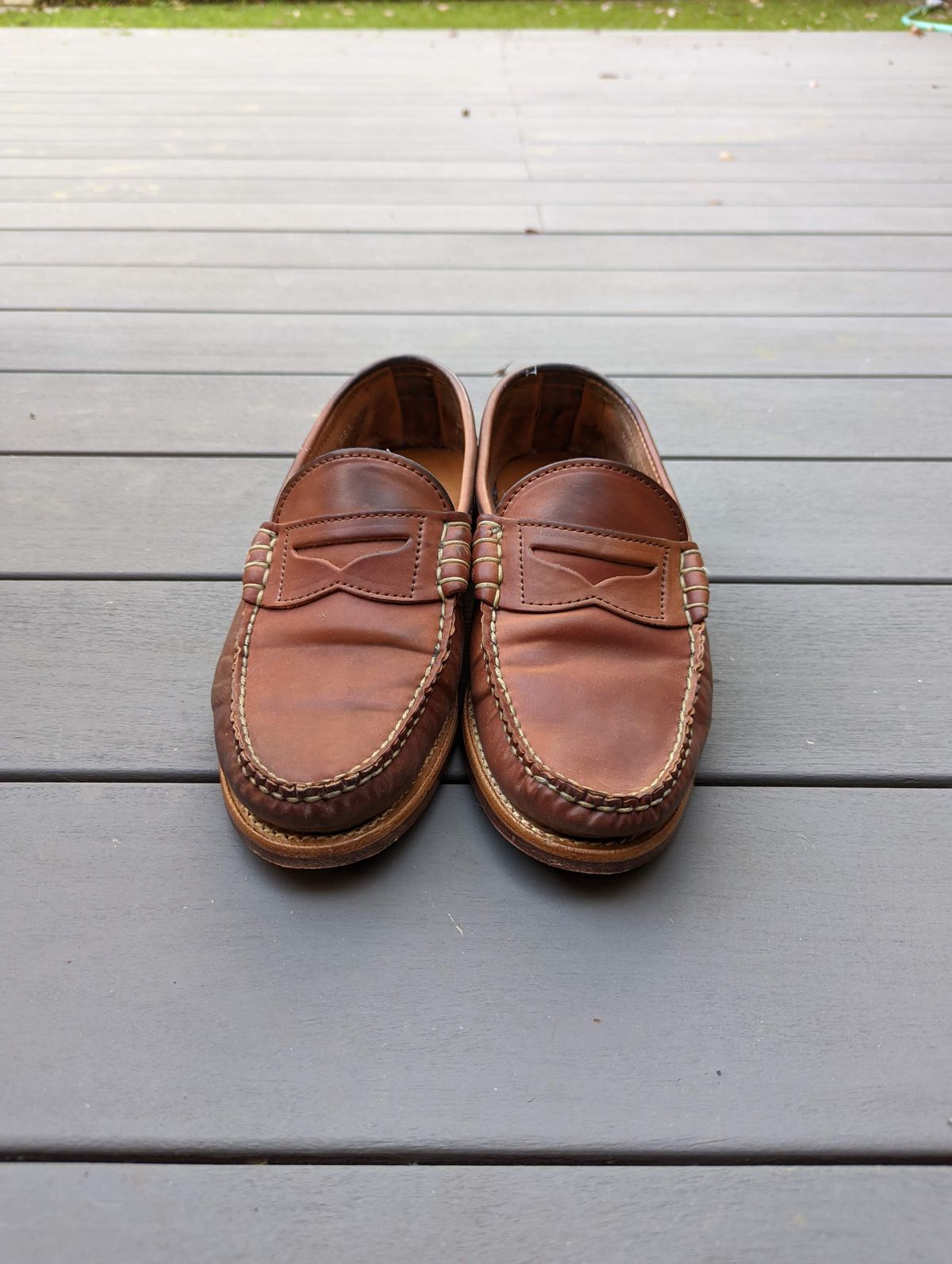 Photo by patinathunderdome on February 1, 2022 of the Rancourt & Co. Beefroll Penny Loafers in Horween Unglazed Natural Shell Cordovan.