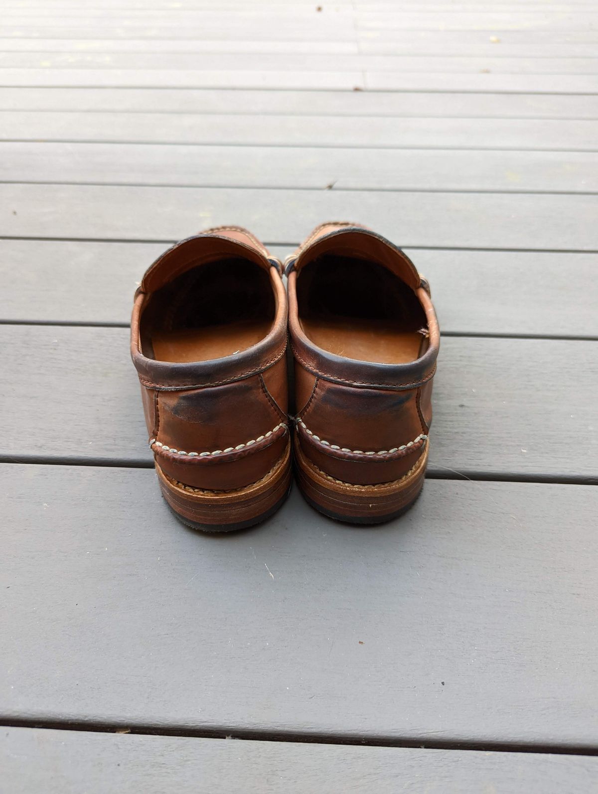 Photo by patinathunderdome on February 1, 2022 of the Rancourt & Co. Beefroll Penny Loafers in Horween Unglazed Natural Shell Cordovan.