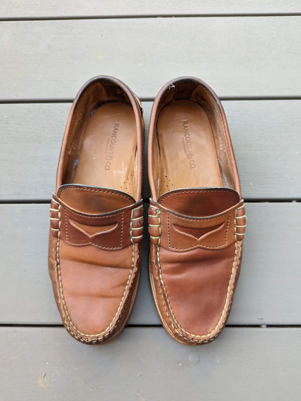 Photo by patinathunderdome on February 1, 2022 of the Rancourt & Co. Beefroll Penny Loafers in Horween Unglazed Natural Shell Cordovan.