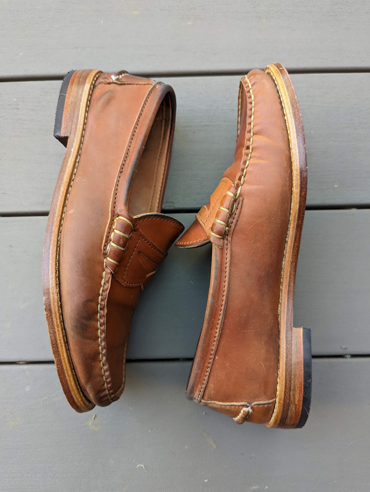 Photo by patinathunderdome on February 1, 2022 of the Rancourt & Co. Beefroll Penny Loafers in Horween Unglazed Natural Shell Cordovan.