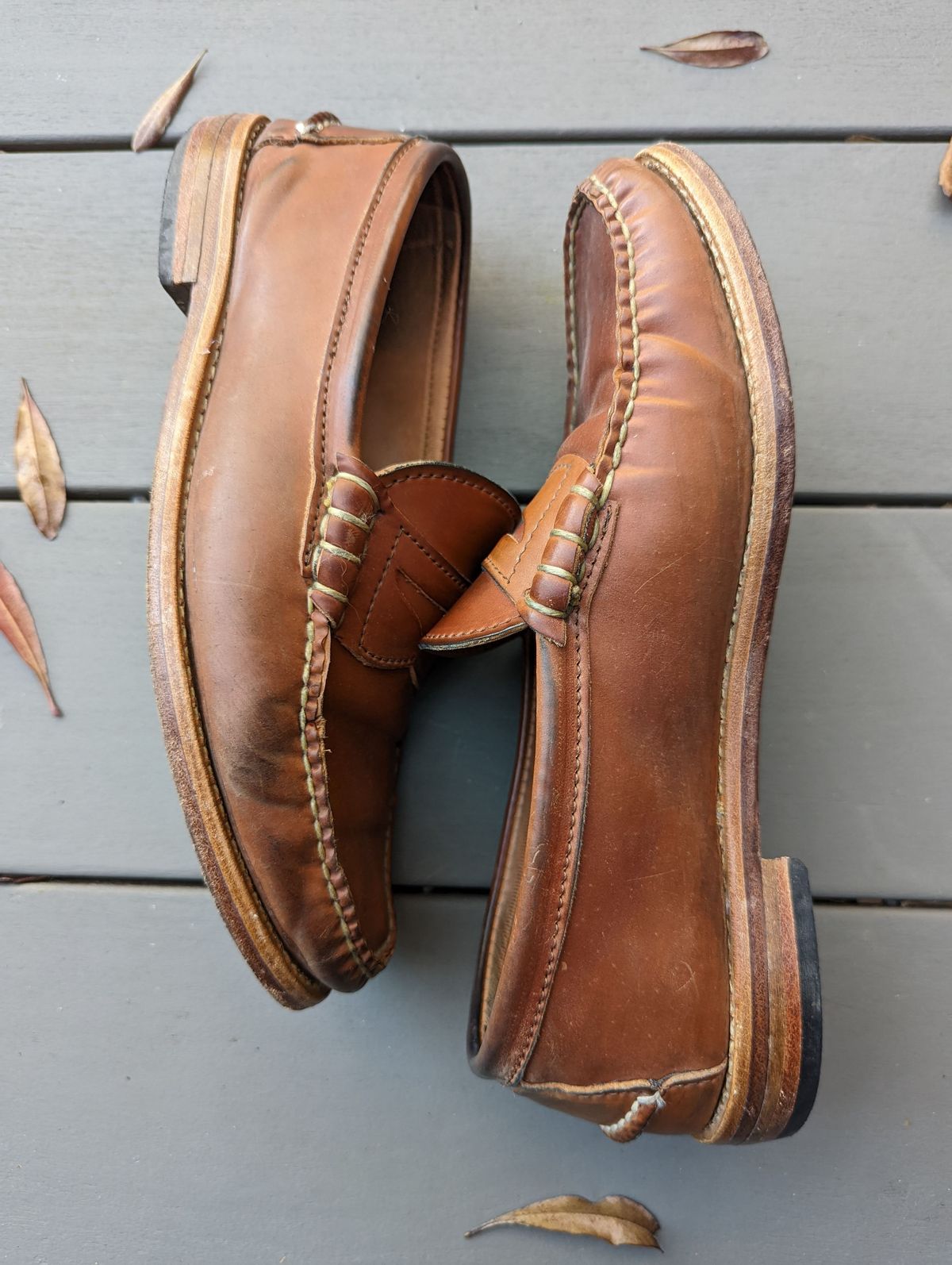 Photo by patinathunderdome on March 5, 2022 of the Rancourt & Co. Beefroll Penny Loafers in Horween Unglazed Natural Shell Cordovan.