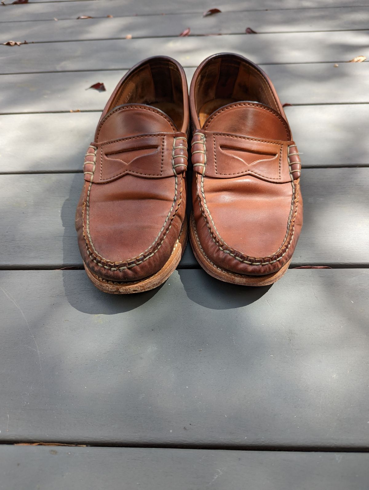 Photo by patinathunderdome on April 4, 2022 of the Rancourt & Co. Beefroll Penny Loafers in Horween Unglazed Natural Shell Cordovan.