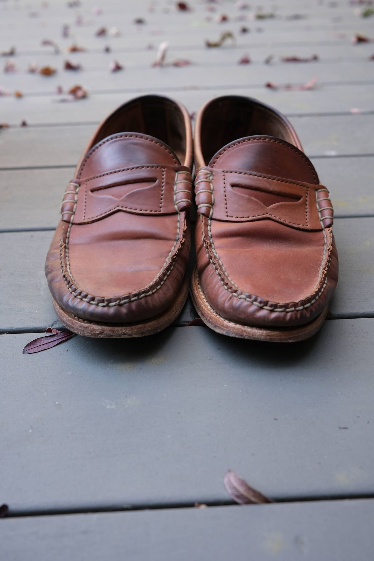 Photo by patinathunderdome on May 4, 2022 of the Rancourt & Co. Beefroll Penny Loafers in Horween Unglazed Natural Shell Cordovan.