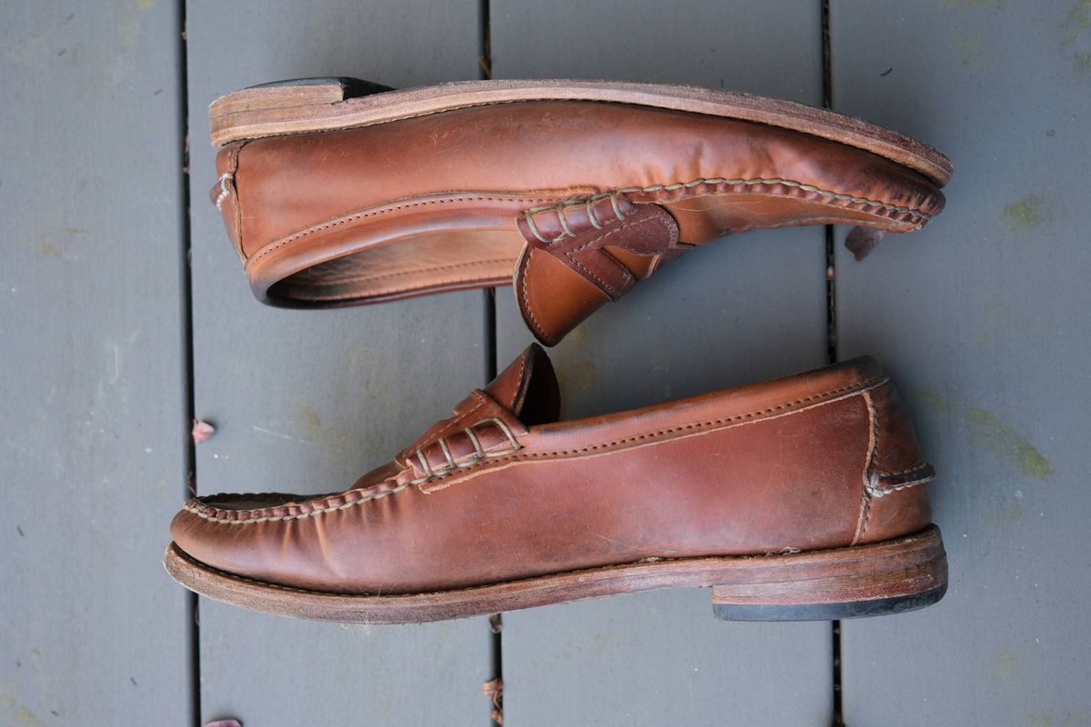 Photo by patinathunderdome on May 4, 2022 of the Rancourt & Co. Beefroll Penny Loafers in Horween Unglazed Natural Shell Cordovan.