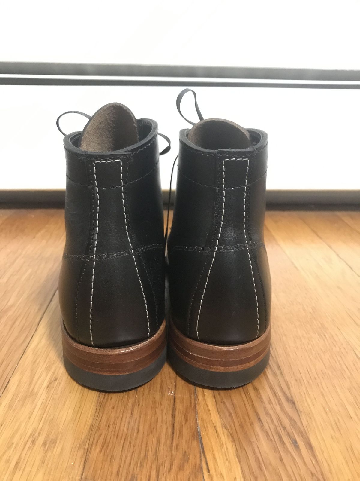 Photo by patinathunderdome on September 30, 2021 of the Wolverine 1000 Mile Plain-Toe Boot in Horween Black Chromexcel.