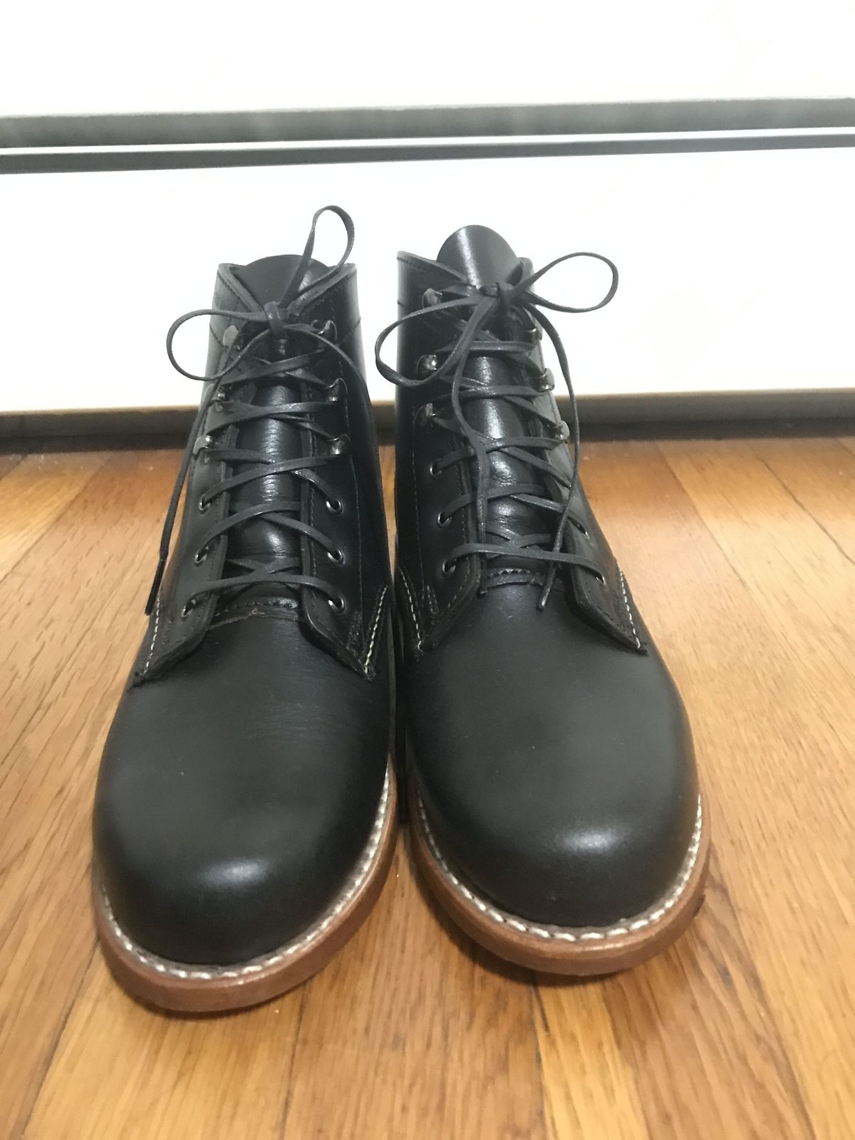 Photo by patinathunderdome on September 30, 2021 of the Wolverine 1000 Mile Plain-Toe Boot in Horween Black Chromexcel.