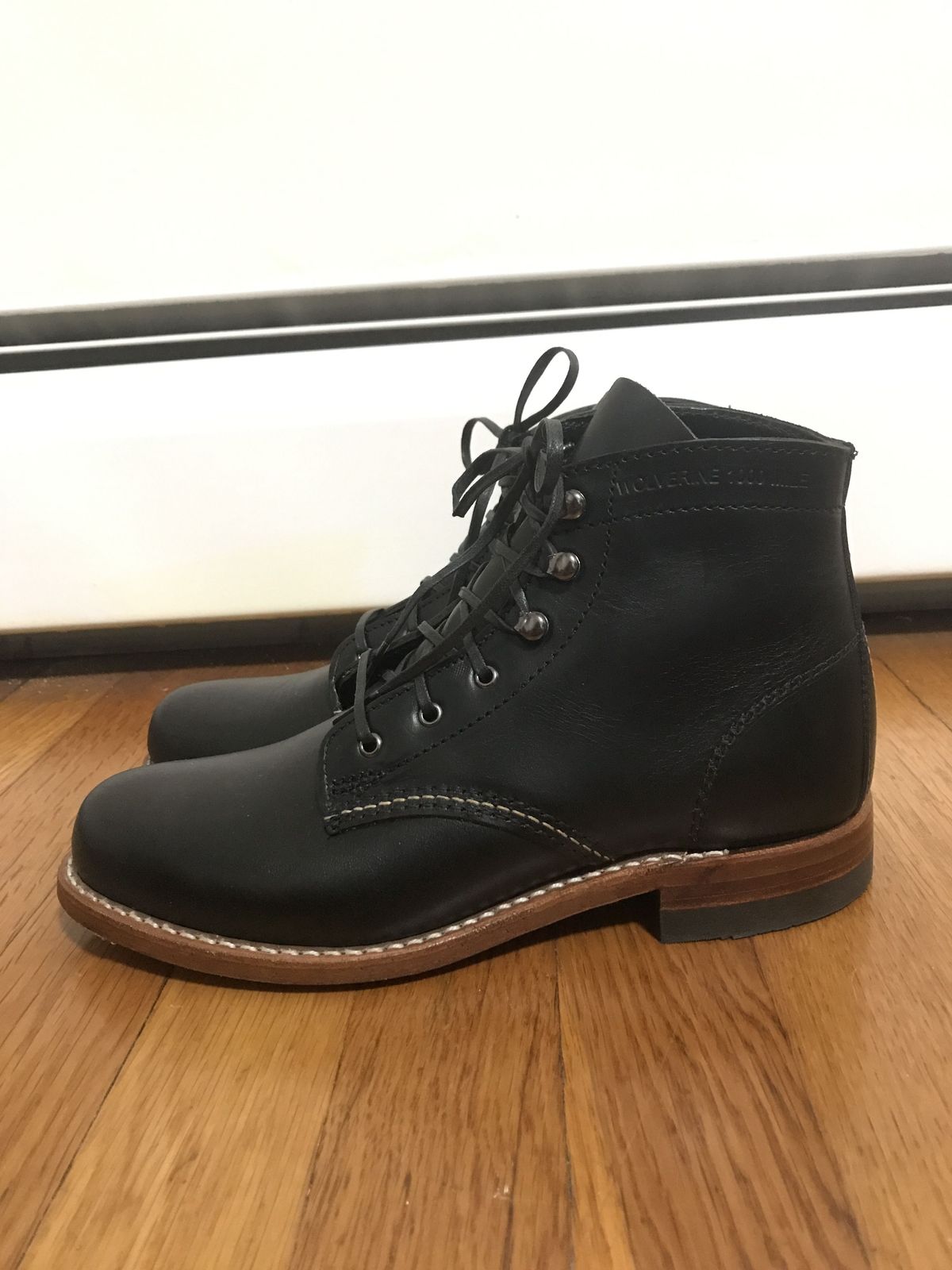 Photo by patinathunderdome on September 30, 2021 of the Wolverine 1000 Mile Plain-Toe Boot in Horween Black Chromexcel.