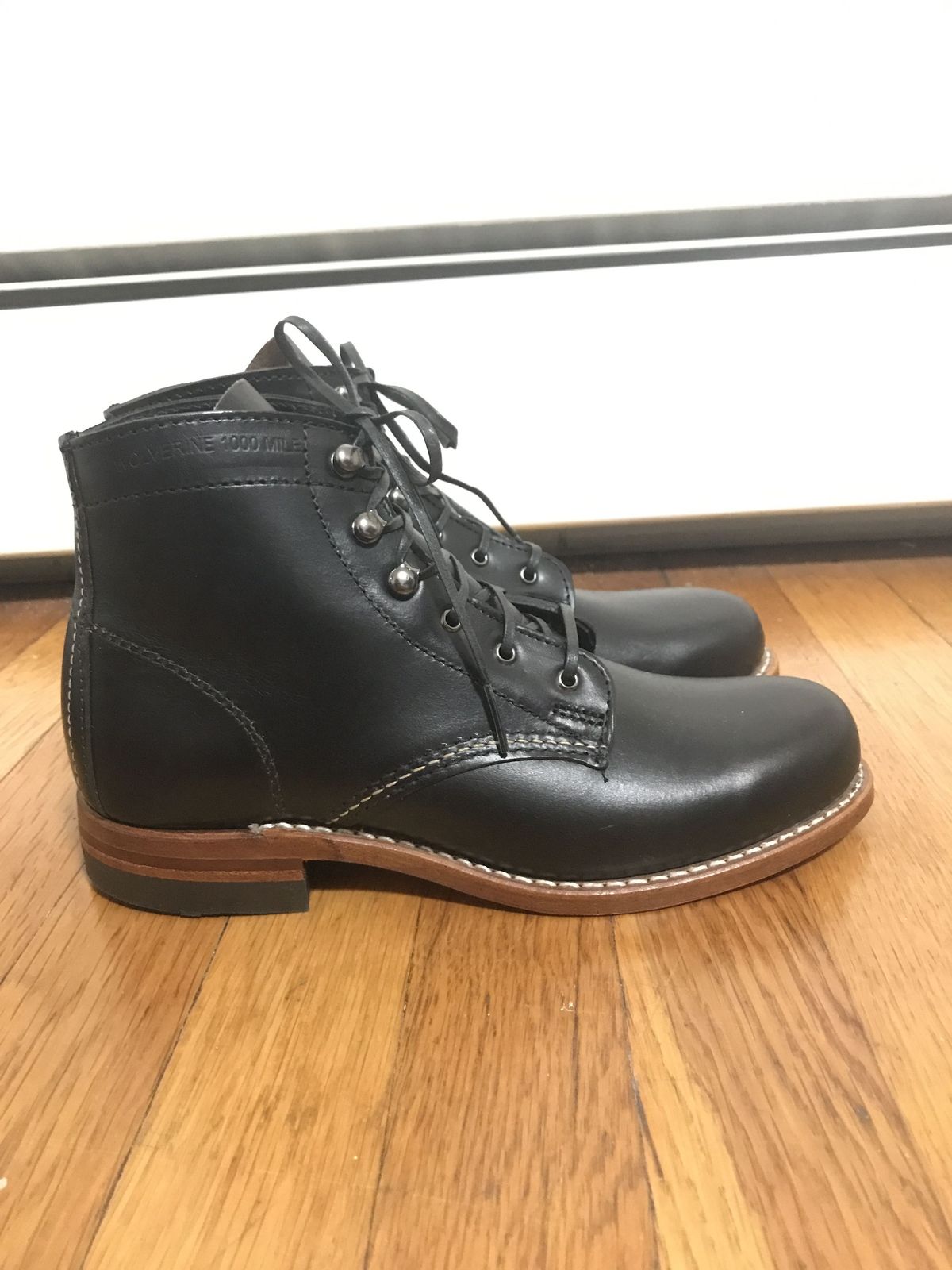 Photo by patinathunderdome on September 30, 2021 of the Wolverine 1000 Mile Plain-Toe Boot in Horween Black Chromexcel.