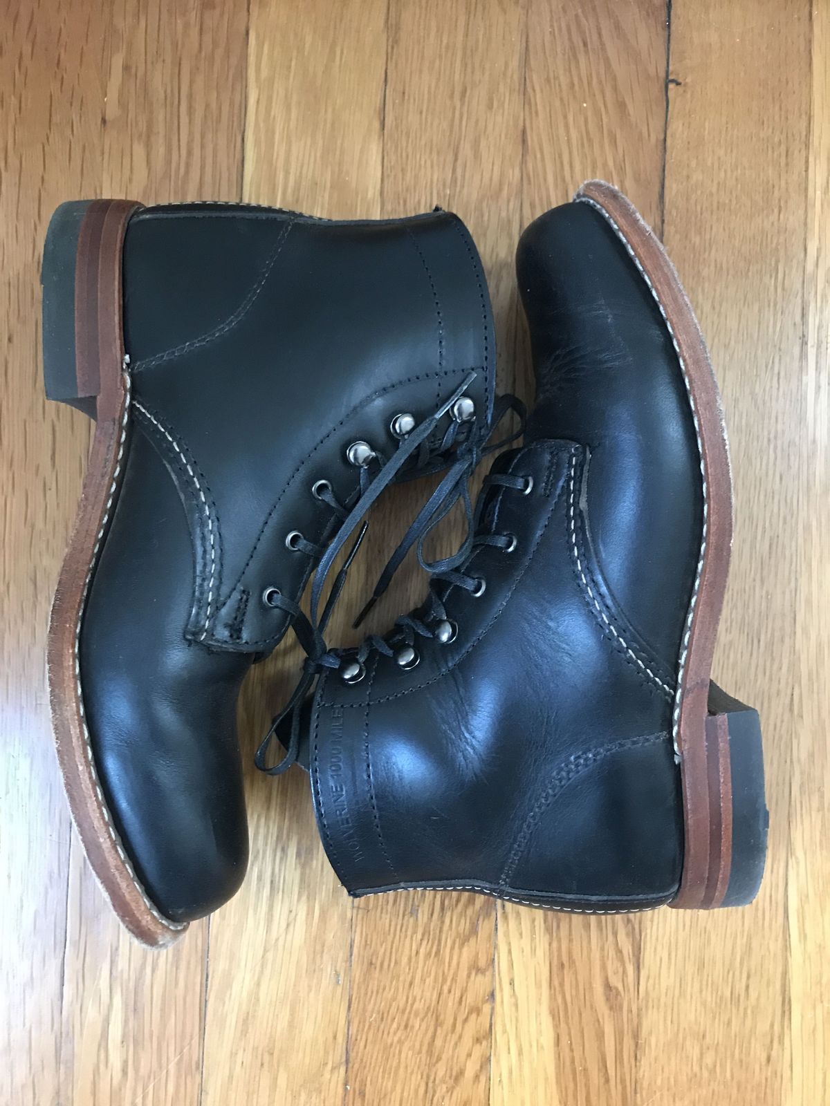 Photo by patinathunderdome on November 4, 2021 of the Wolverine 1000 Mile Plain-Toe Boot in Horween Black Chromexcel.