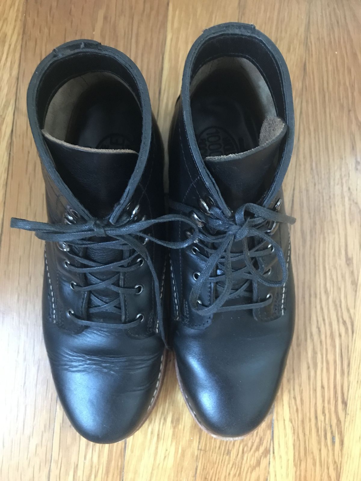 Photo by patinathunderdome on November 4, 2021 of the Wolverine 1000 Mile Plain-Toe Boot in Horween Black Chromexcel.