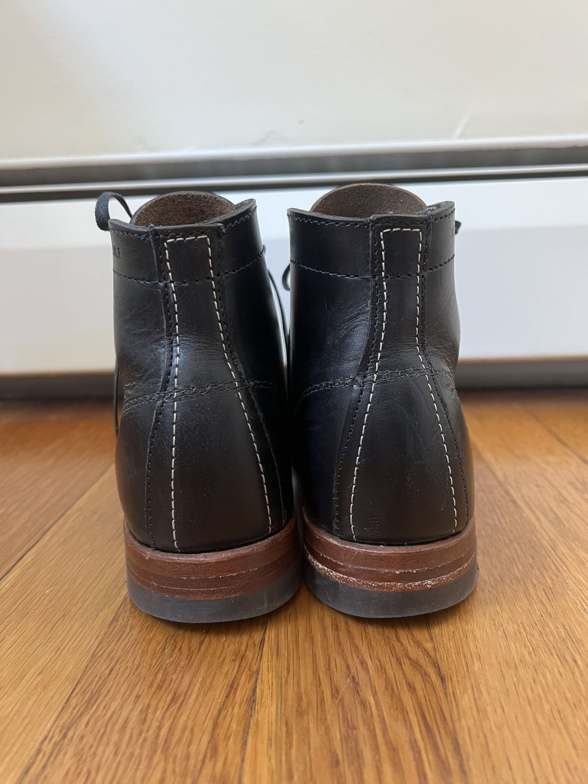 Photo by patinathunderdome on December 3, 2021 of the Wolverine 1000 Mile Plain-Toe Boot in Horween Black Chromexcel.