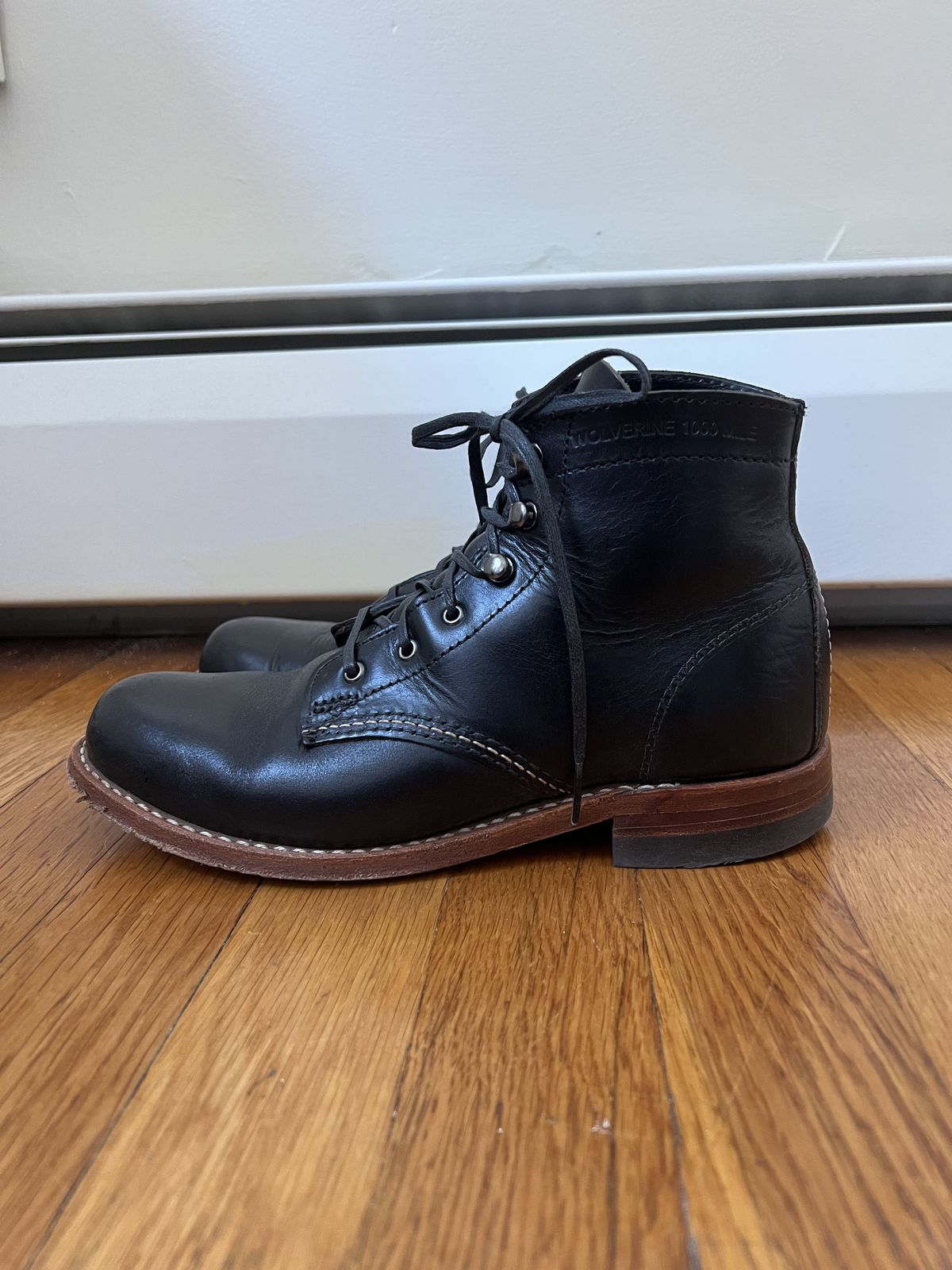 Photo by patinathunderdome on December 3, 2021 of the Wolverine 1000 Mile Plain-Toe Boot in Horween Black Chromexcel.